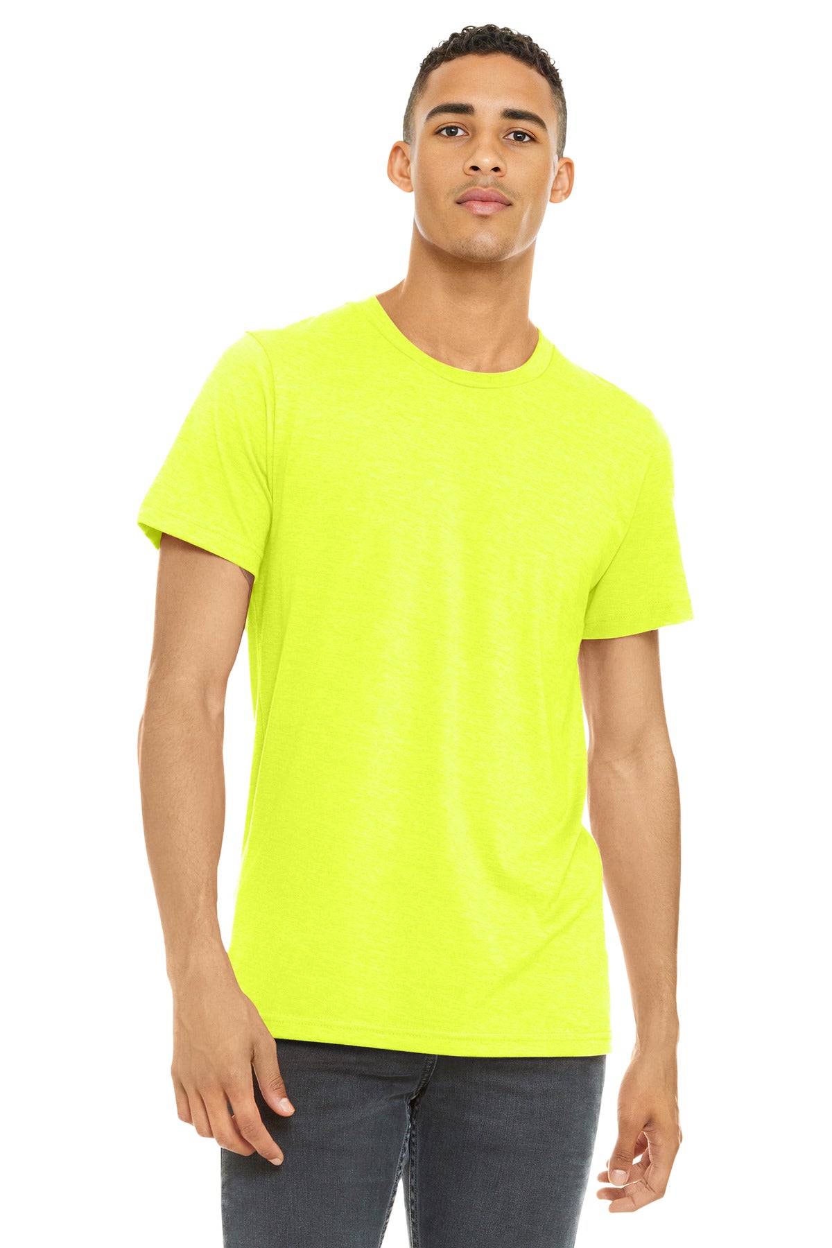 BELLA+CANVAS Unisex Heather CVC Short Sleeve Tee. BC3001CVC - Neon Yellow