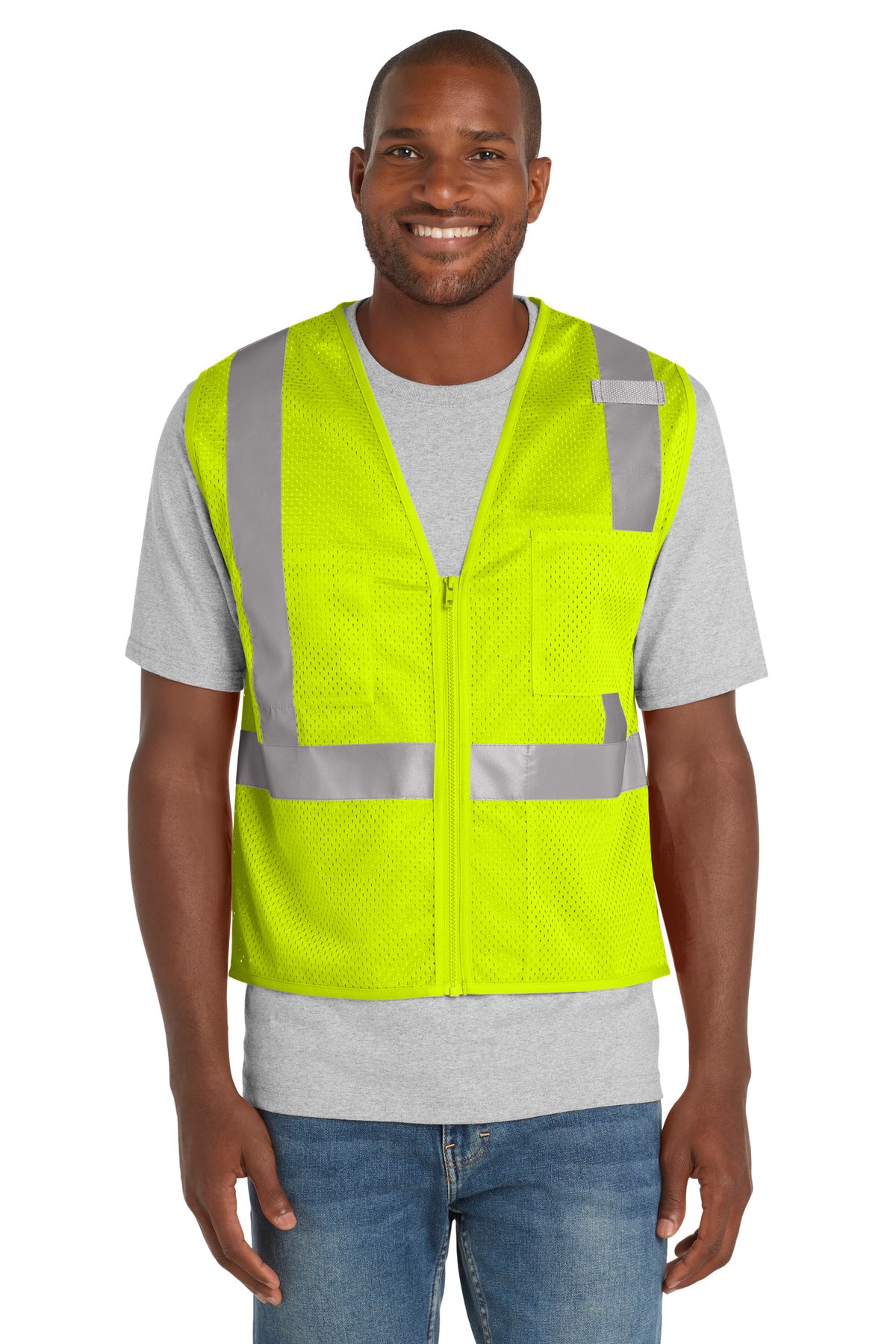 CornerStone ANSI 107 Class 2 Mesh Zippered Vest. CSV102 - Safety Yellow