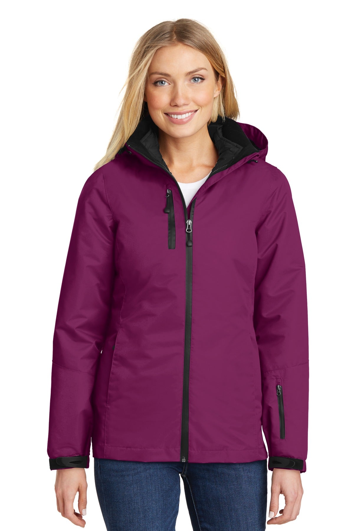 Port Authority Women's Vortex Waterproof 3-in-1 Jacket. L332 - Very Berry/ Black