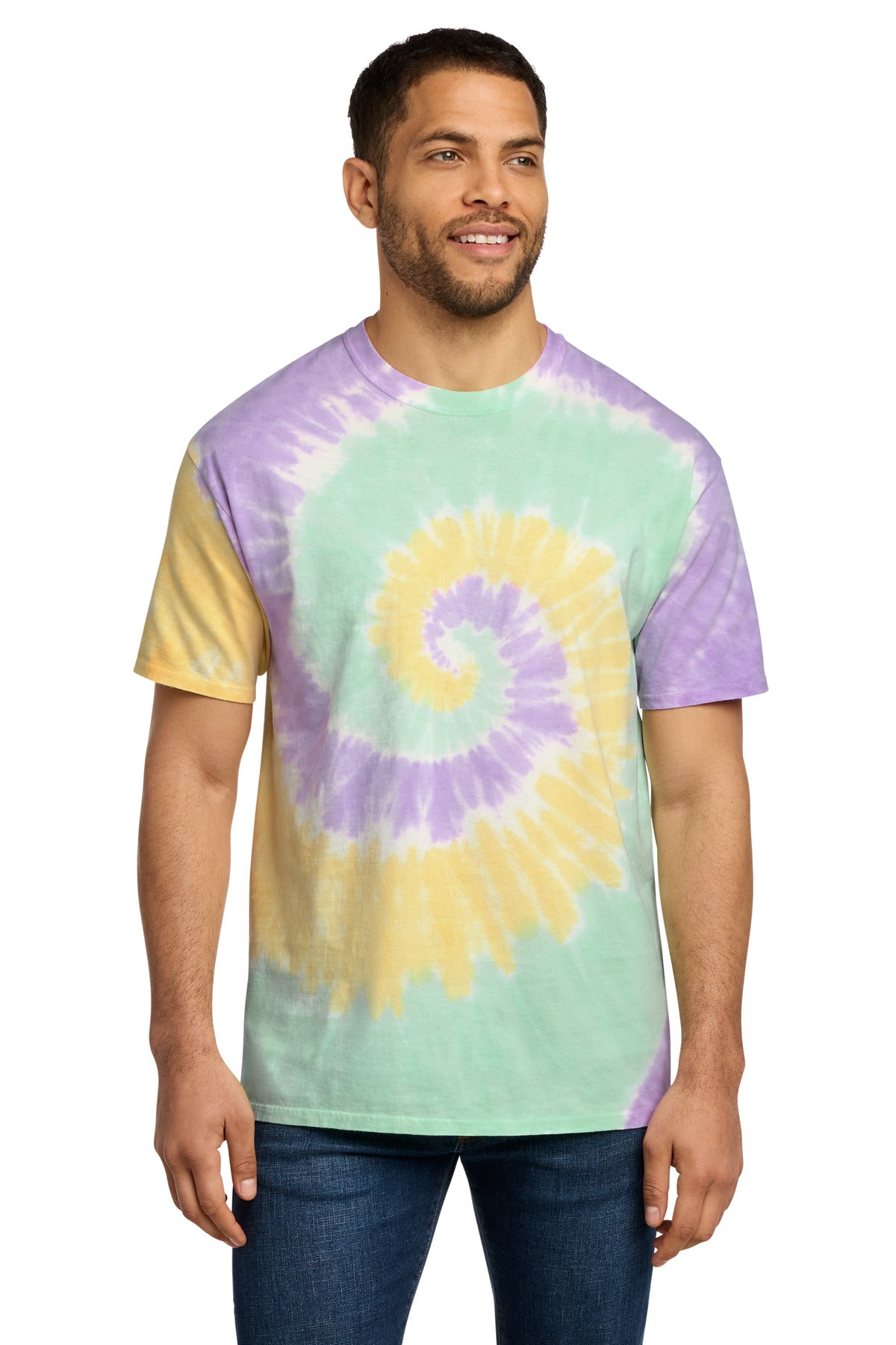 Port & Co Tie-Dye Tee. PC147 - Mint Rainbow