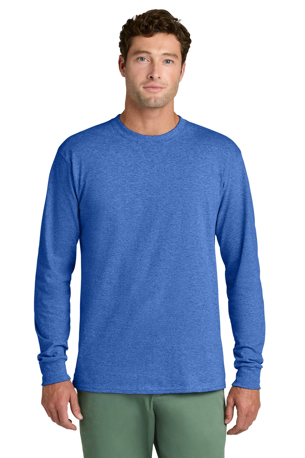 Port & Co Long Sleeve Core Cotton Tee. PC54LS - Heather Royal