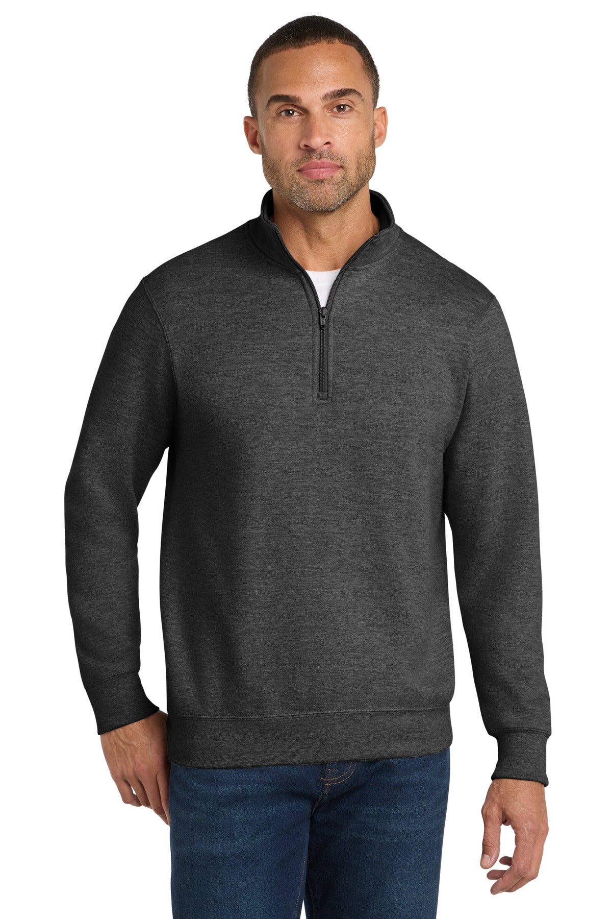 Port & Co Fan Favorite Fleece 1/4-Zip Pullover Sweatshirt. PC850Q - Dark Heather Grey