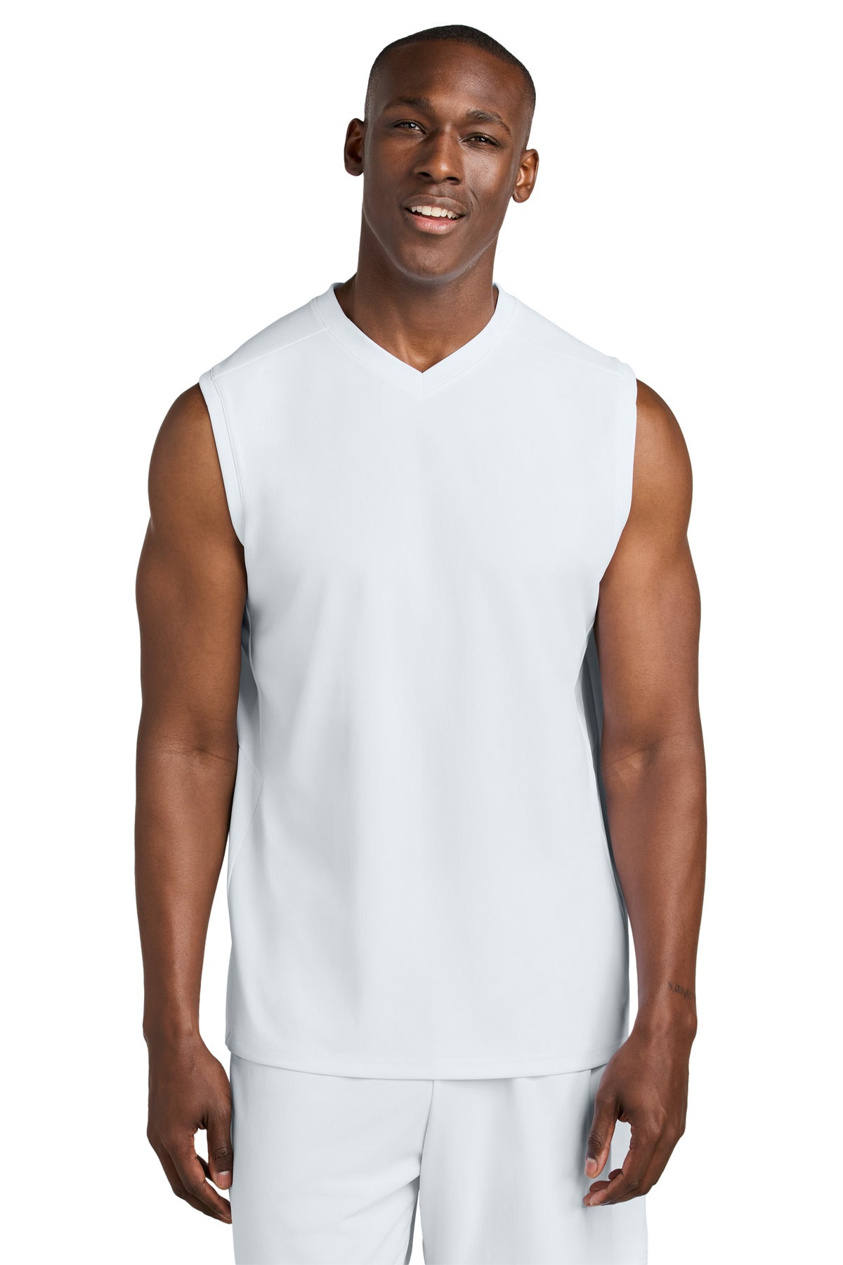 Sport-Tek Club Sleeveless V-Neck ST441 - White/ White