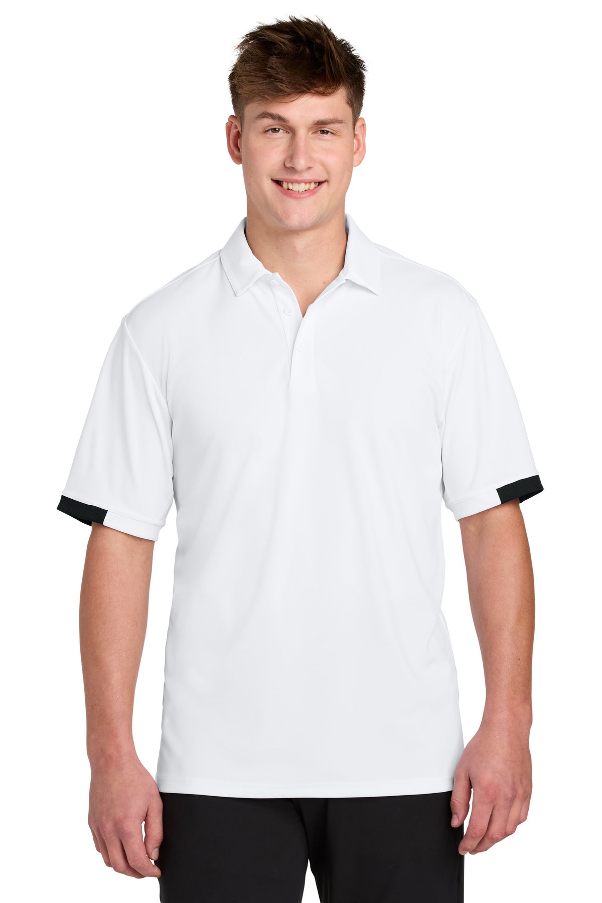 Sport-Tek Club Colorblock Polo ST444 - White/ Black