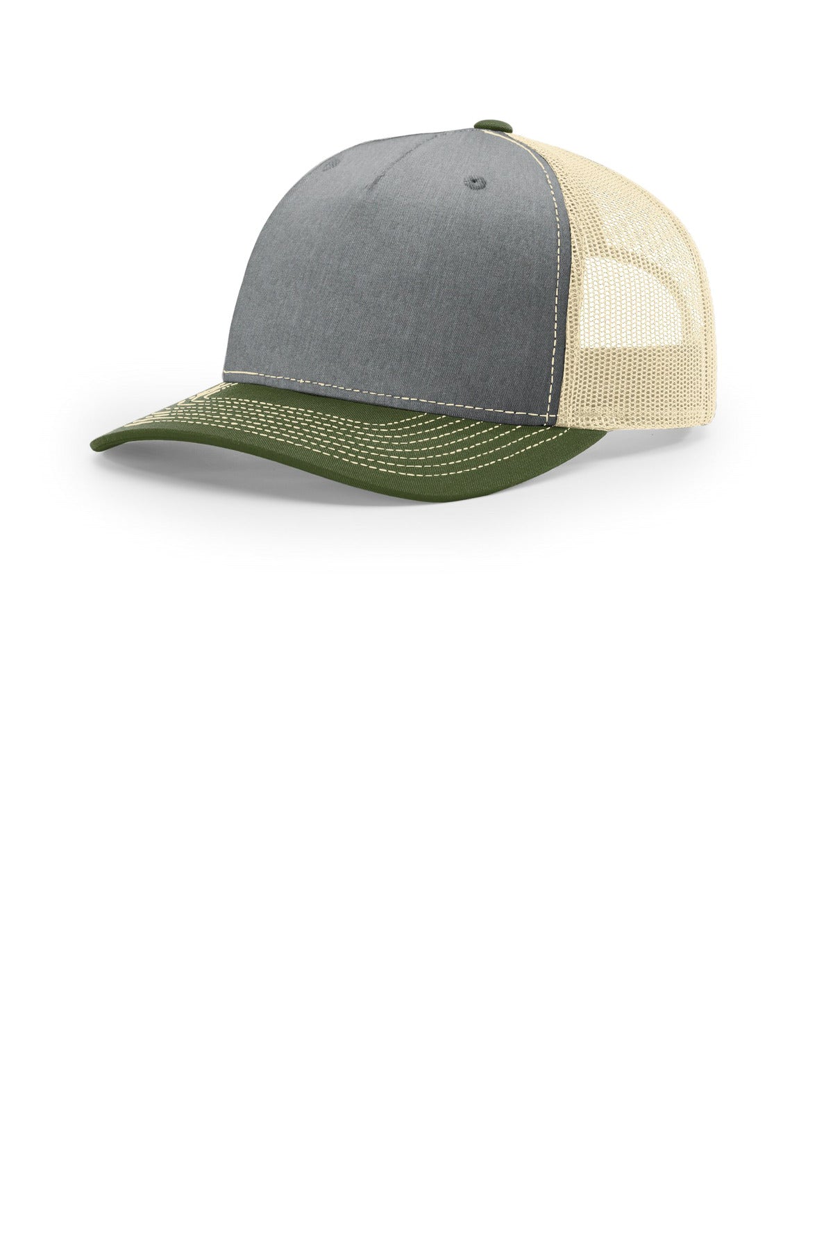 Richardson Five-Panel Trucker 112FP - Heather Grey/ Birch/ Army Olive