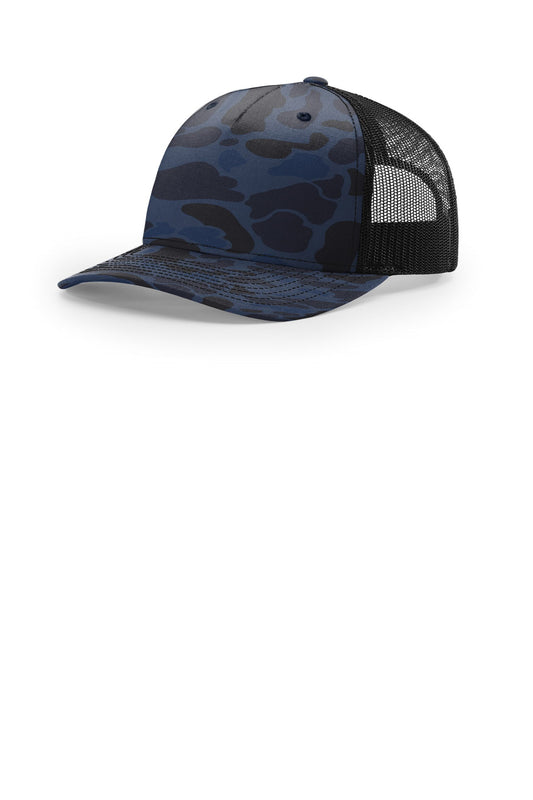 Richardson Printed Five-Panel Trucker 112PFP - Admiral Duck Camo/ Black
