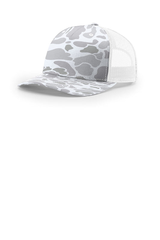 Richardson Printed Five-Panel Trucker 112PFP - Blizzard Duck Camo/ White