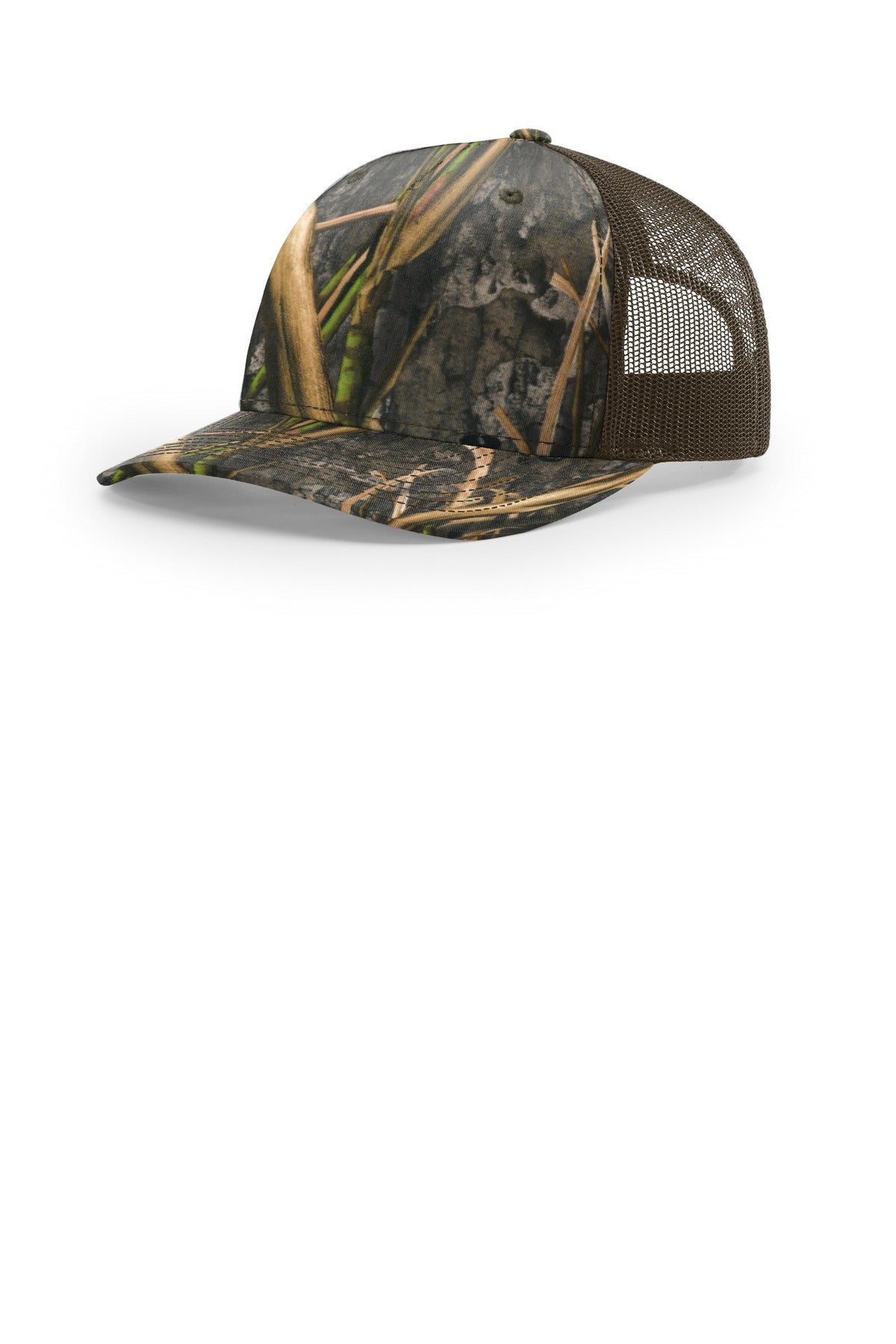 Richardson Printed Five-Panel Trucker 112PFP - Mossy Oak Habitat/ Brown