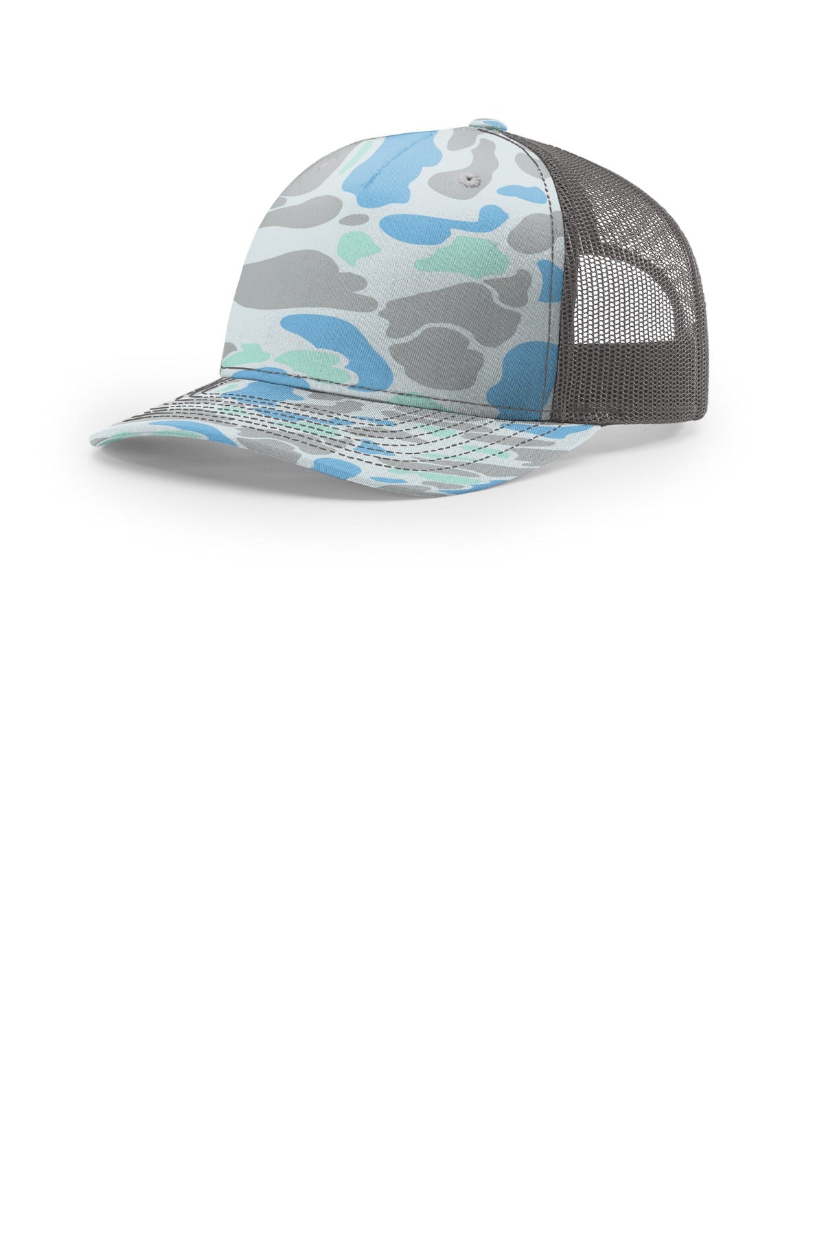 Richardson Printed Five-Panel Trucker 112PFP - Saltwater Duck Camo/ Charcoal