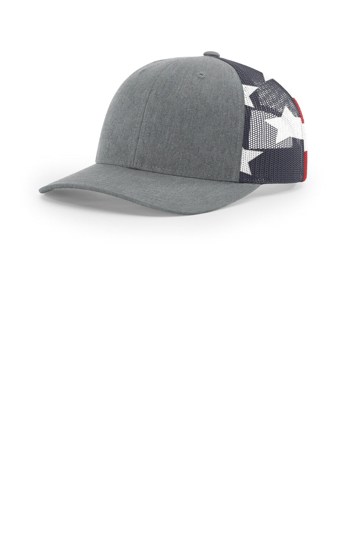 Richardson Printed Mesh Trucker 112PM - Heather Grey/ Stars Stripes