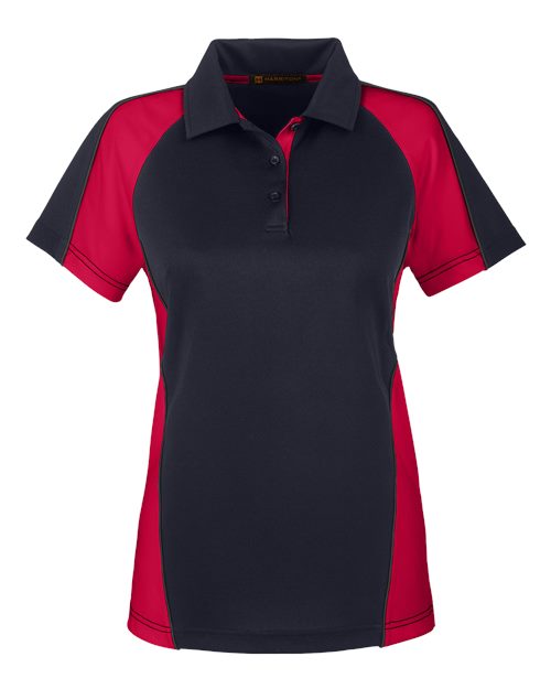 Harriton M385W - Black/ Red/ Dark Charcoal