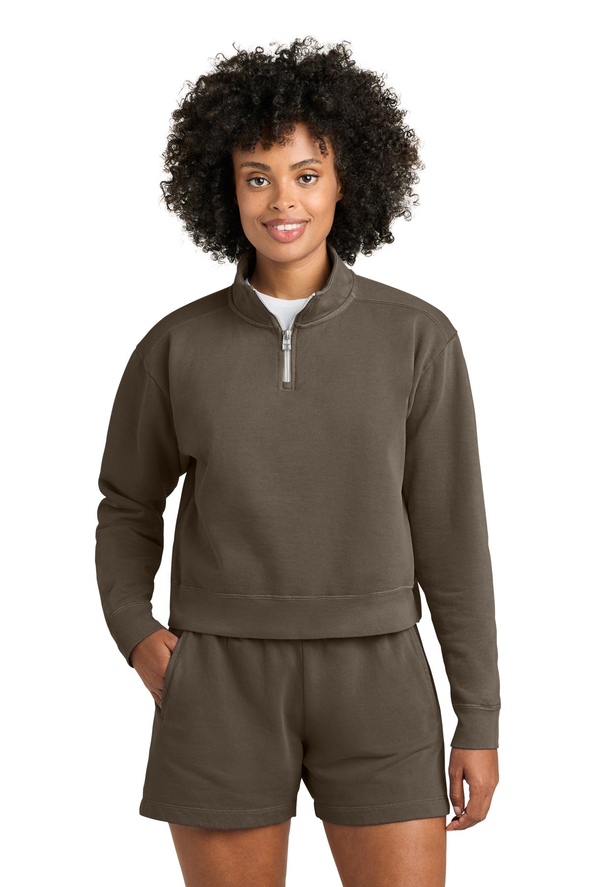 Comfort Colors Women's Mid-Length 1/4-Zip Sweatshirt 1580L - Espresso