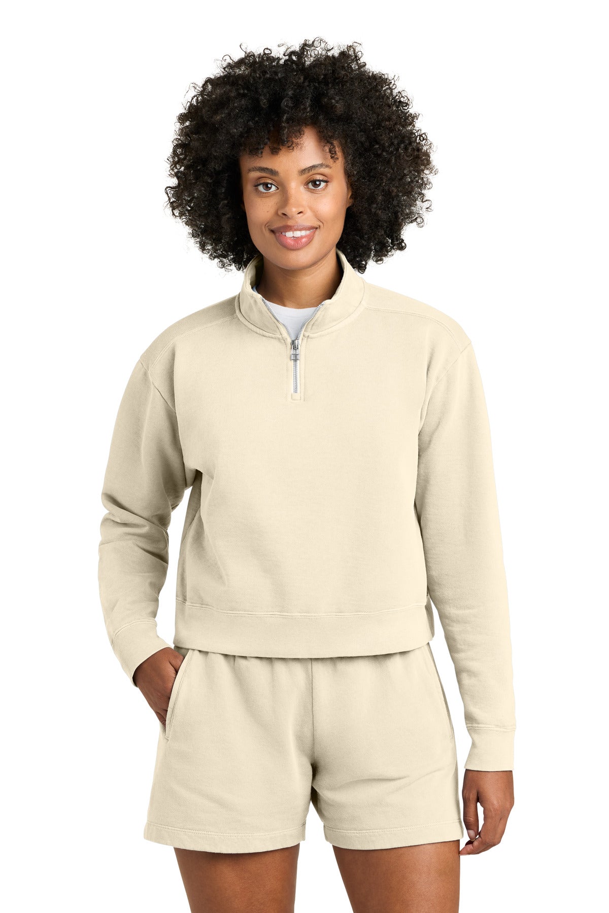 Comfort Colors Women's Mid-Length 1/4-Zip Sweatshirt 1580L - Ivory