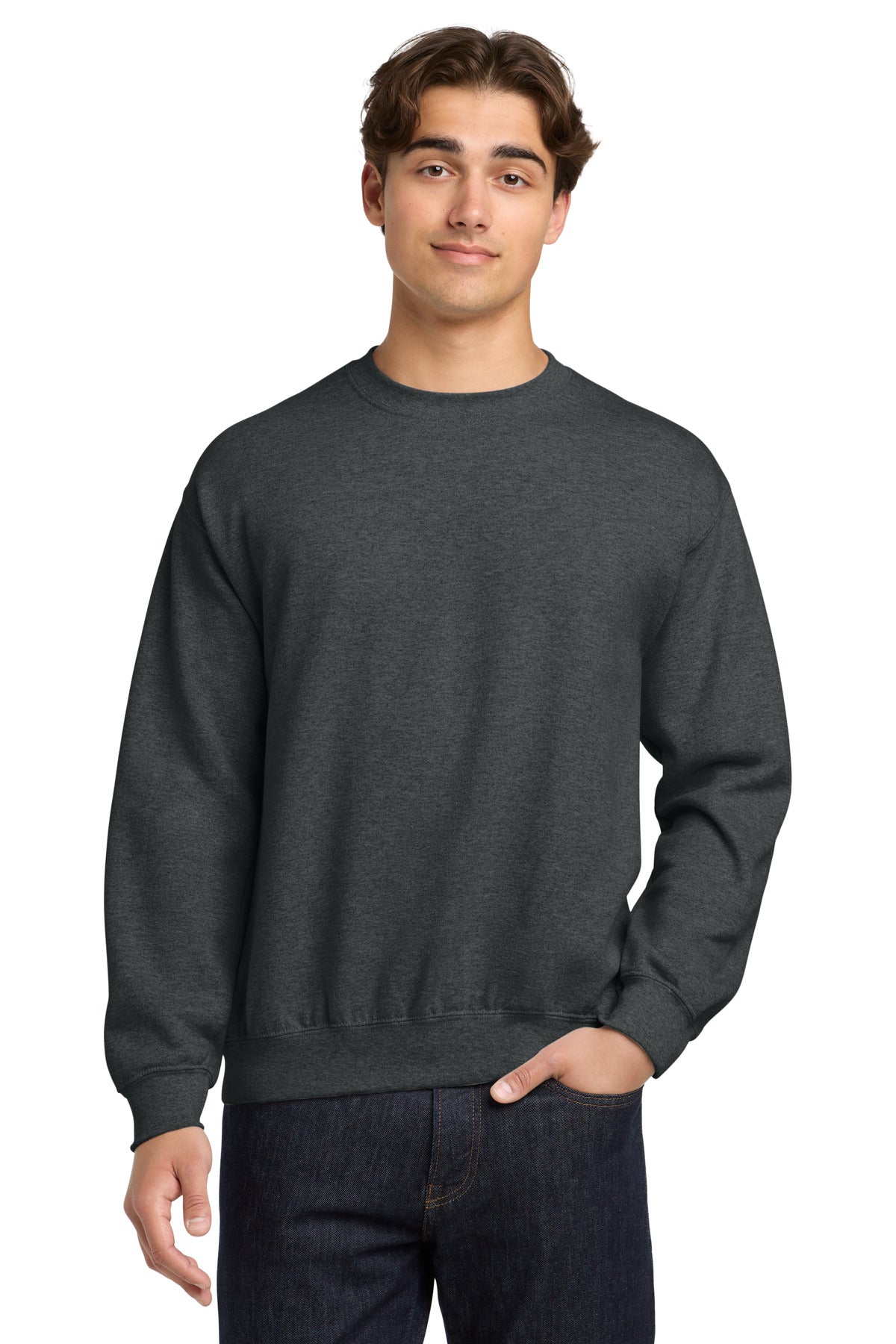 Gildan Heavy Blend Crewneck Sweatshirt.  18000 - Fan Charcoal Heather