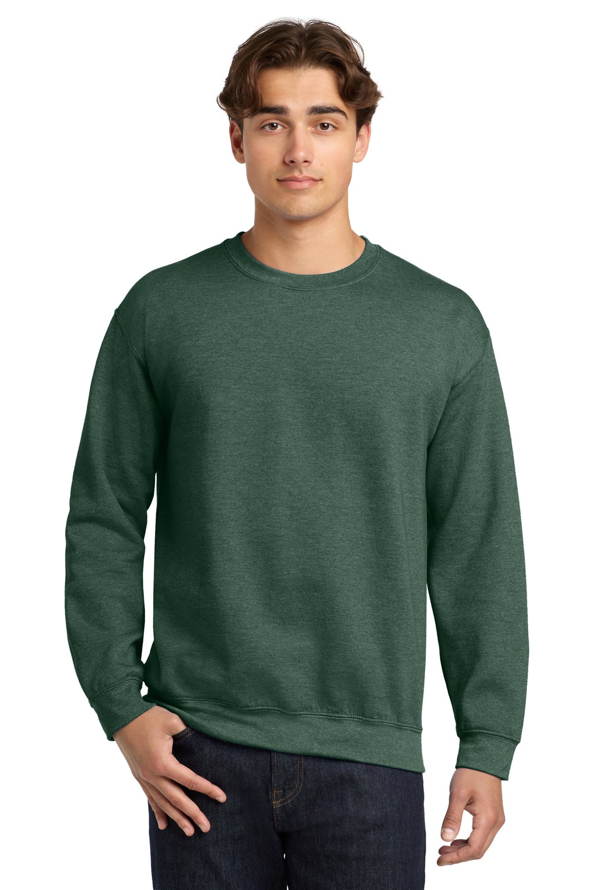 Gildan Heavy Blend Crewneck Sweatshirt.  18000 - Heather Dark Green
