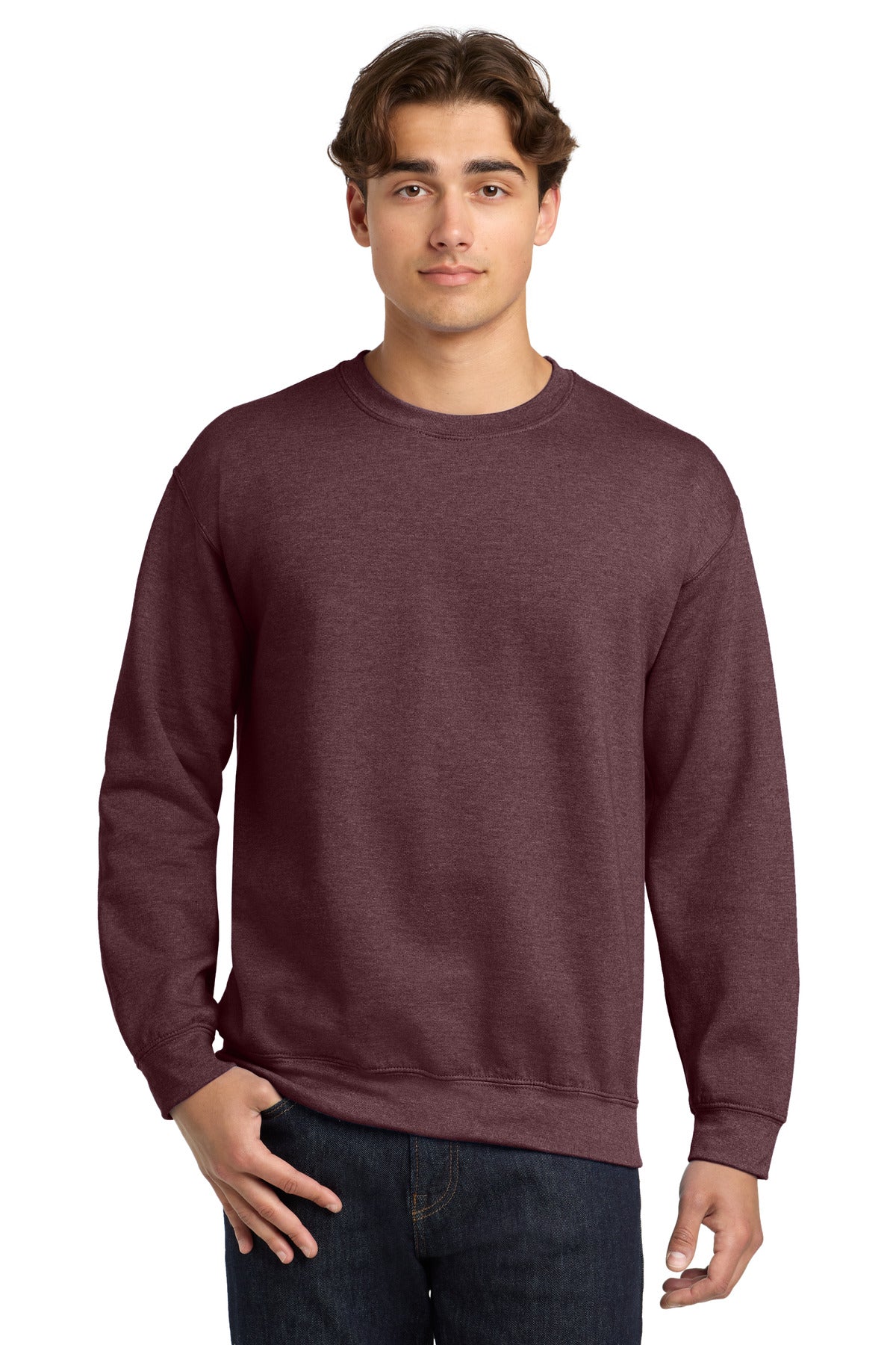 Gildan Heavy Blend Crewneck Sweatshirt.  18000 - Heather Dark Maroon