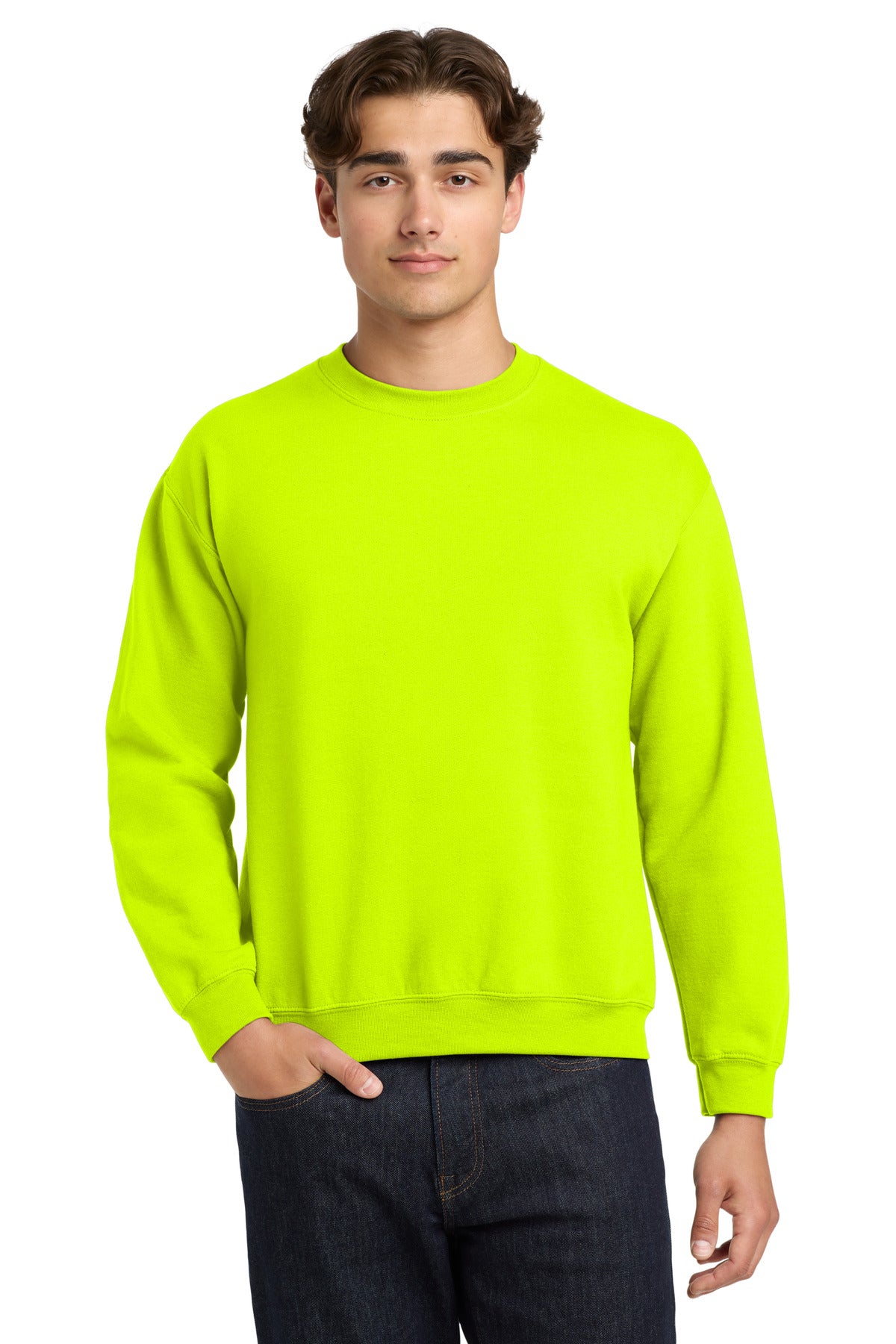 Gildan Heavy Blend Crewneck Sweatshirt.  18000 - Safety Green