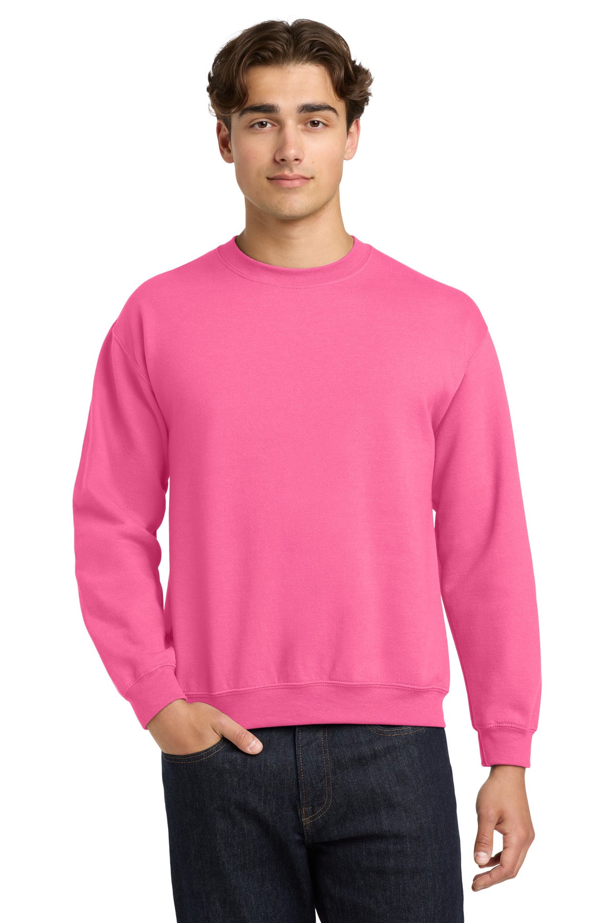 Gildan Heavy Blend Crewneck Sweatshirt.  18000 - Safety Pink