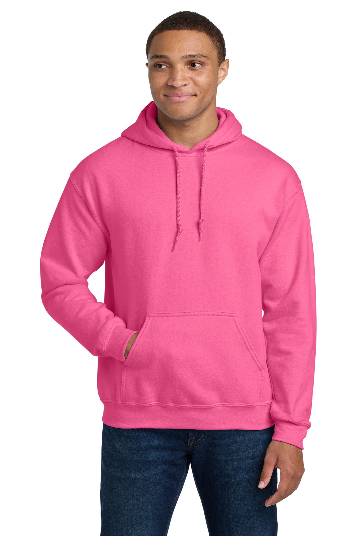 Gildan - Heavy Blend Hooded Sweatshirt.  18500 - Safety Pink