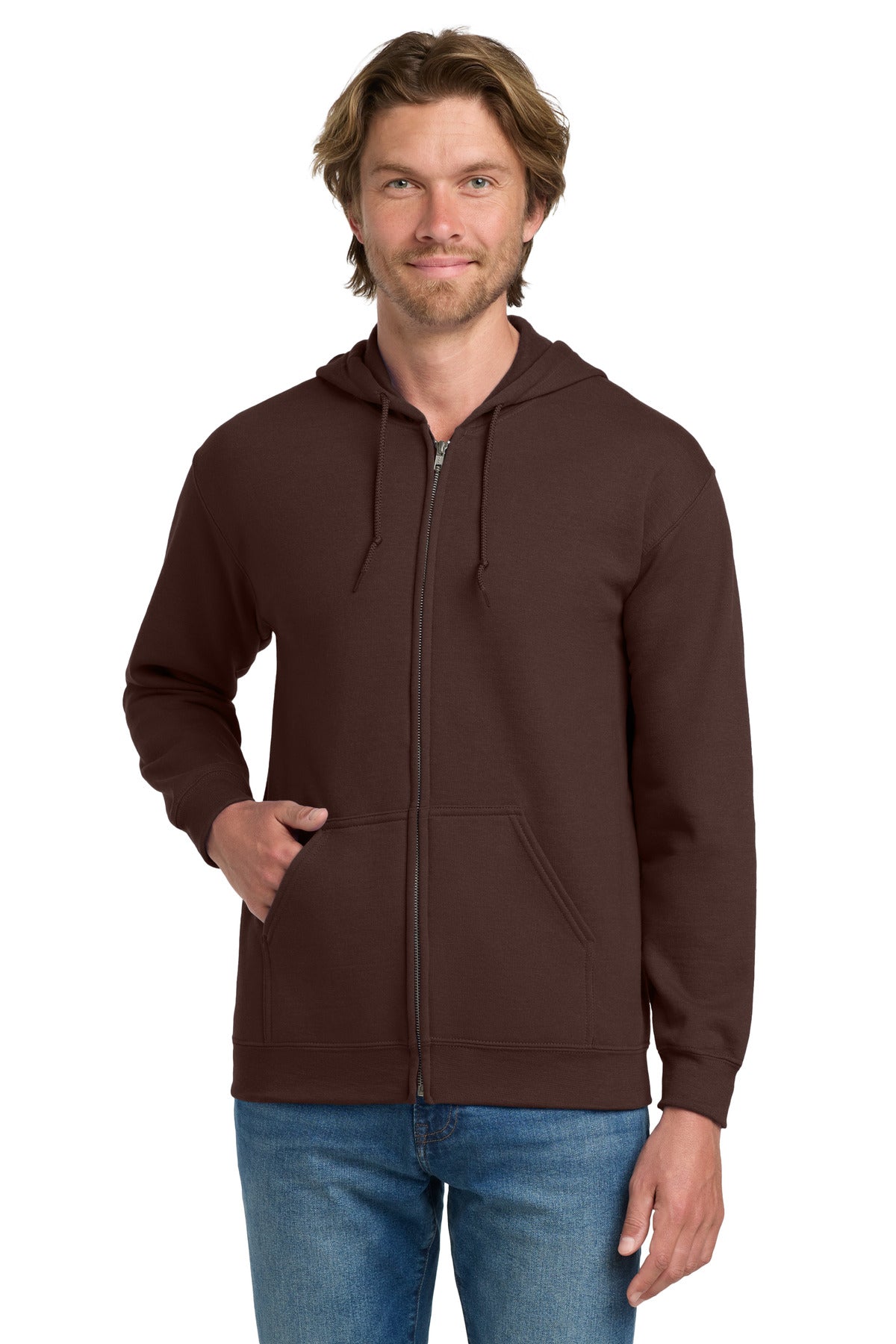 Gildan - Heavy Blend Full-Zip Hooded Sweatshirt. 18600 - Dark Chocolate