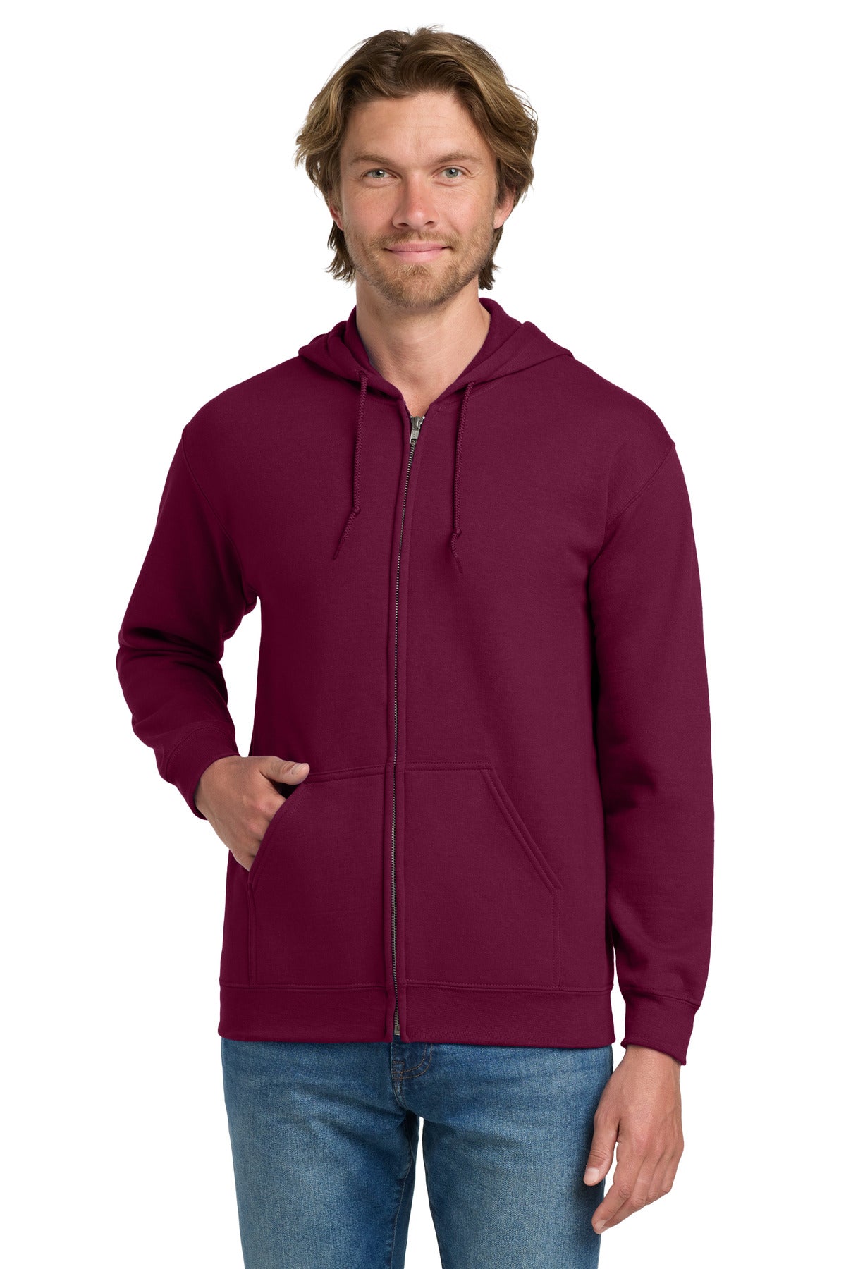 Gildan - Heavy Blend Full-Zip Hooded Sweatshirt. 18600 - Maroon