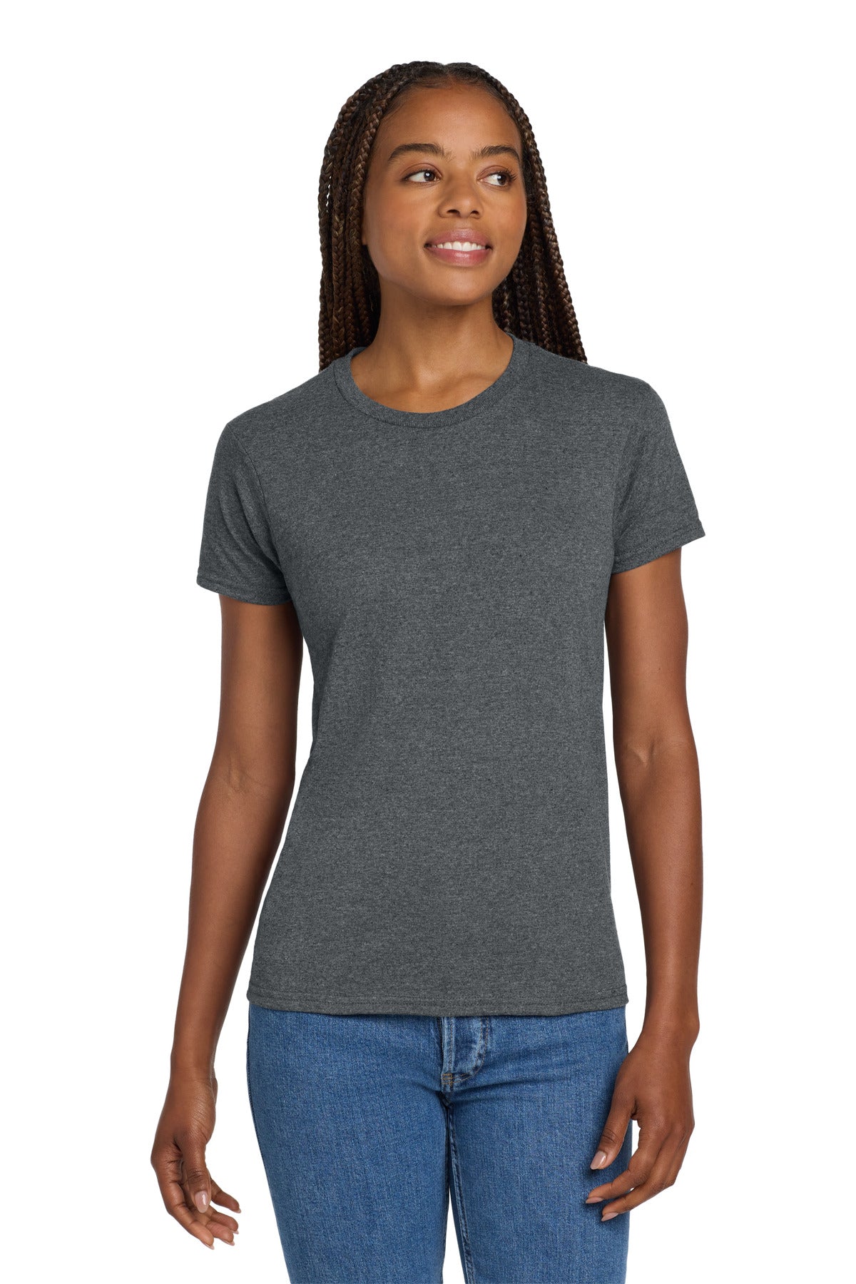 Gildan Women's Ultra Cotton 100% US Cotton T-Shirt. 2000L - Dark Heather