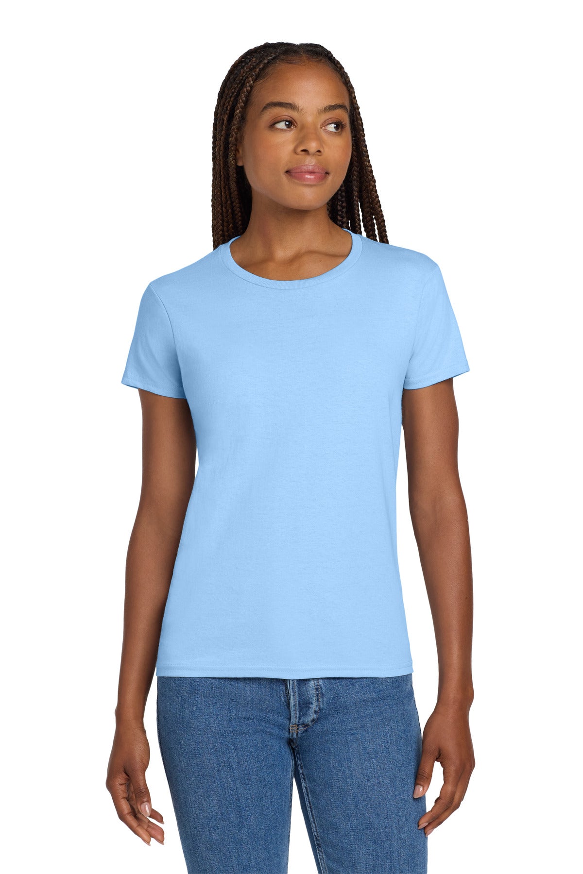 Gildan Women's Ultra Cotton 100% US Cotton T-Shirt. 2000L - Light Blue