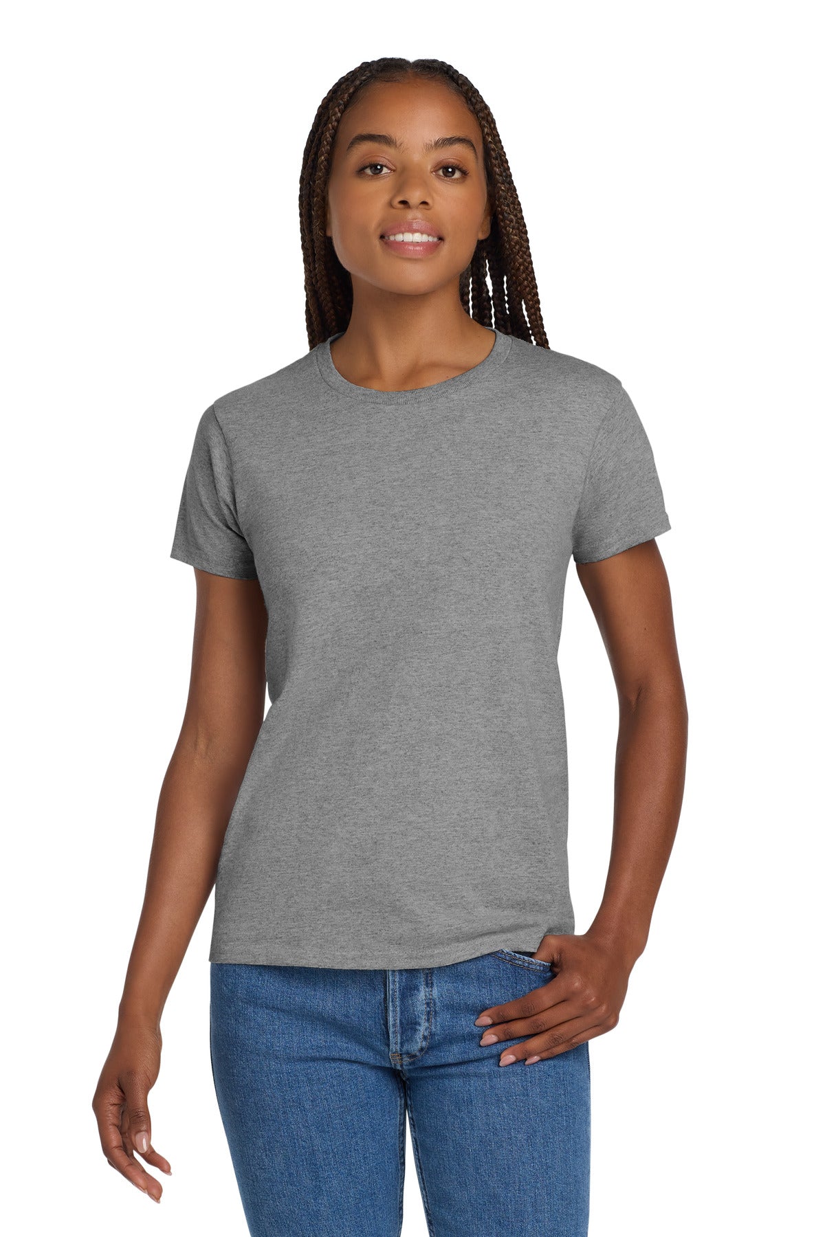 Gildan Women's Ultra Cotton 100% US Cotton T-Shirt. 2000L - Sport Grey