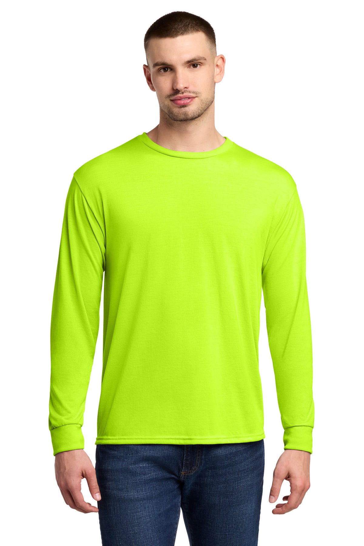 Jerzees Dri-Power 100% Polyester Long Sleeve T-Shirt 21LS - Safety Green