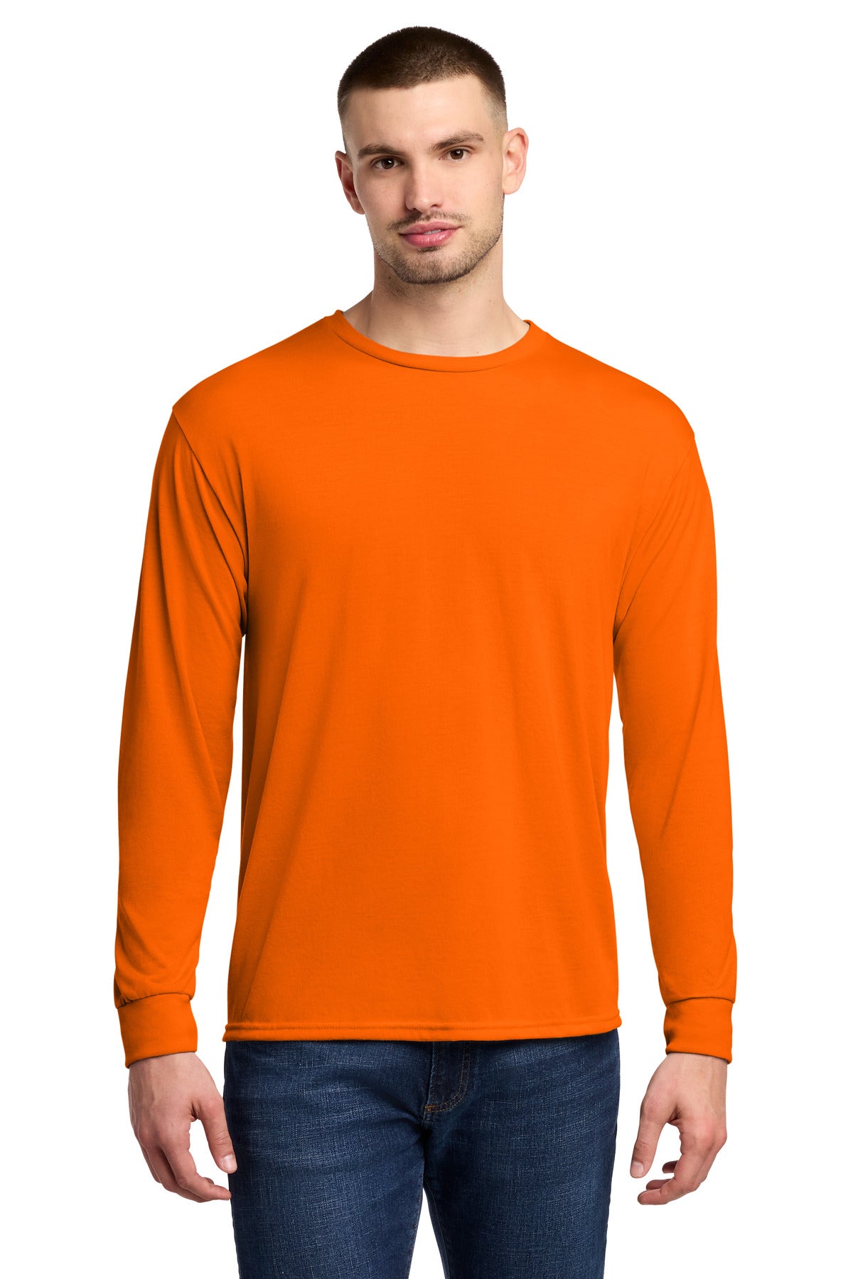 Jerzees Dri-Power 100% Polyester Long Sleeve T-Shirt 21LS - Safety Orange