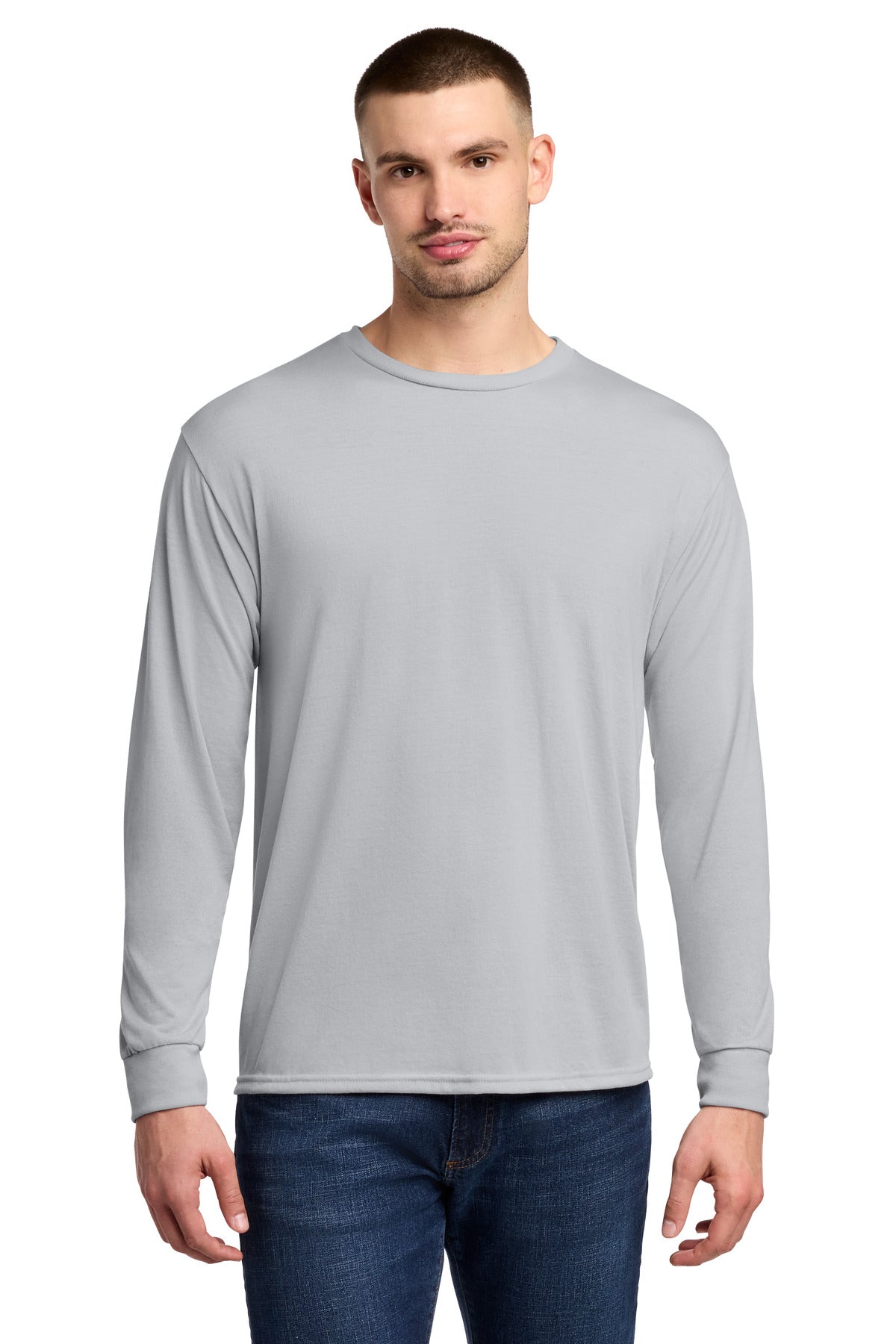 Jerzees Dri-Power 100% Polyester Long Sleeve T-Shirt 21LS - Silver