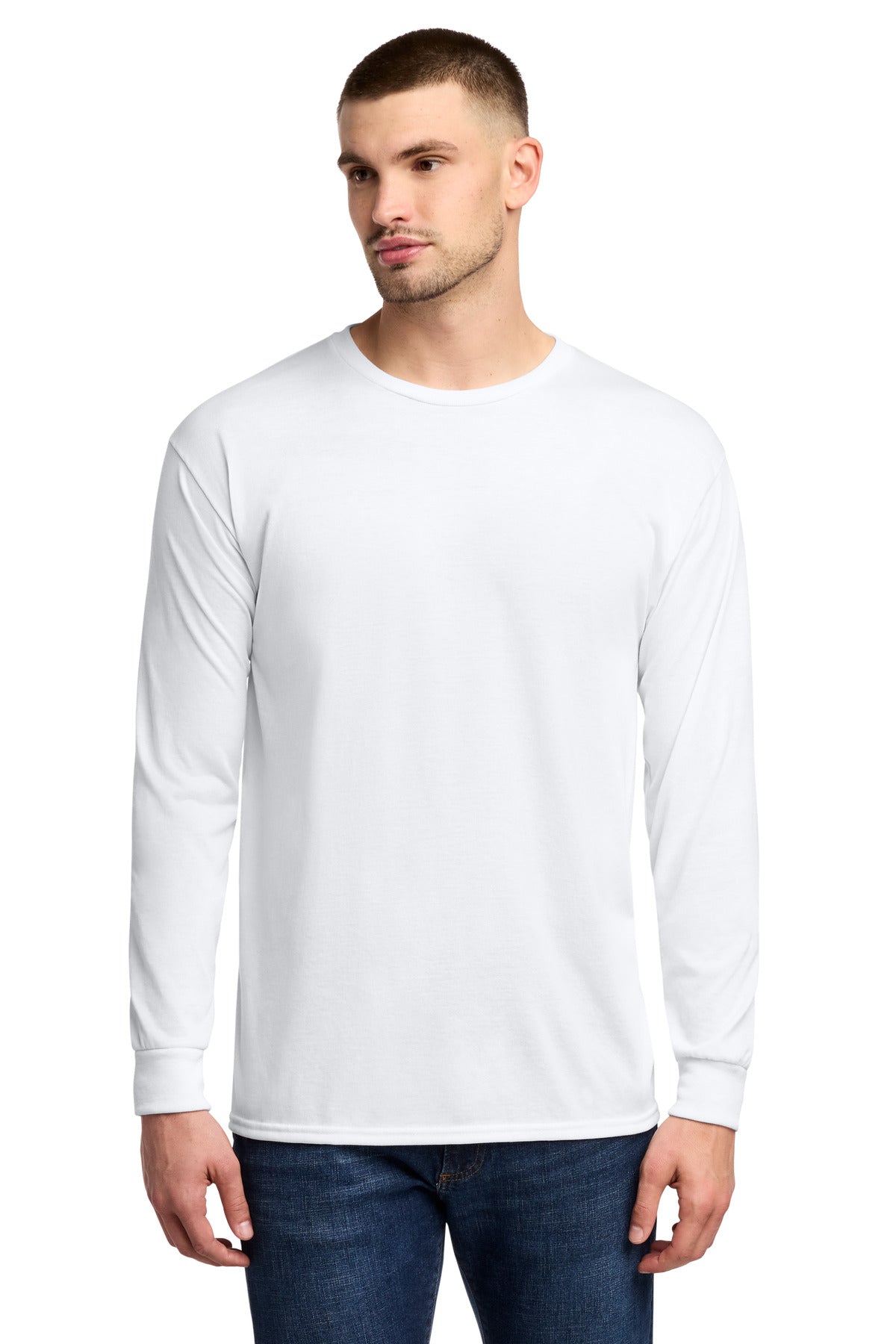 Jerzees Dri-Power 100% Polyester Long Sleeve T-Shirt 21LS - White