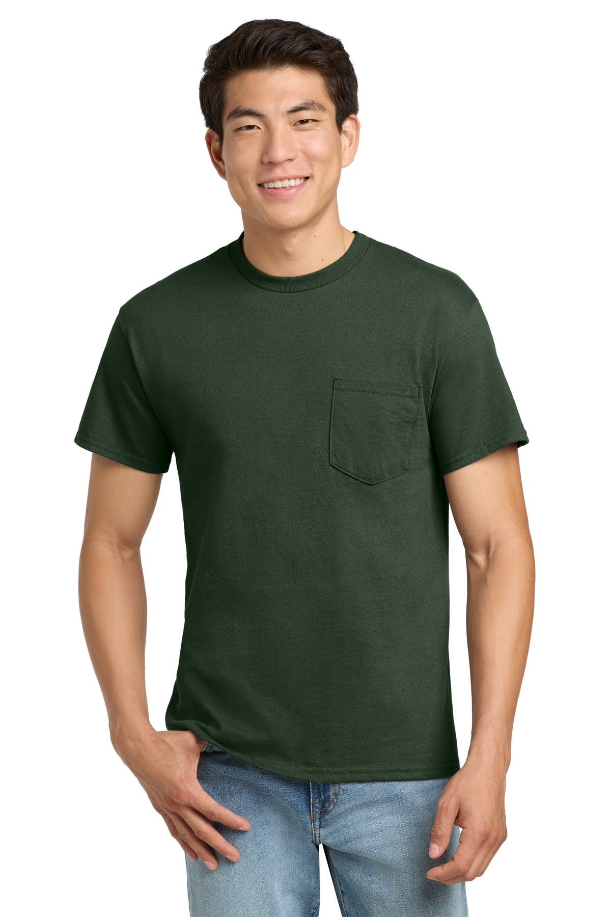Gildan - Ultra Cotton 100% US Cotton T-Shirt with Pocket.  2300 - Forest Green