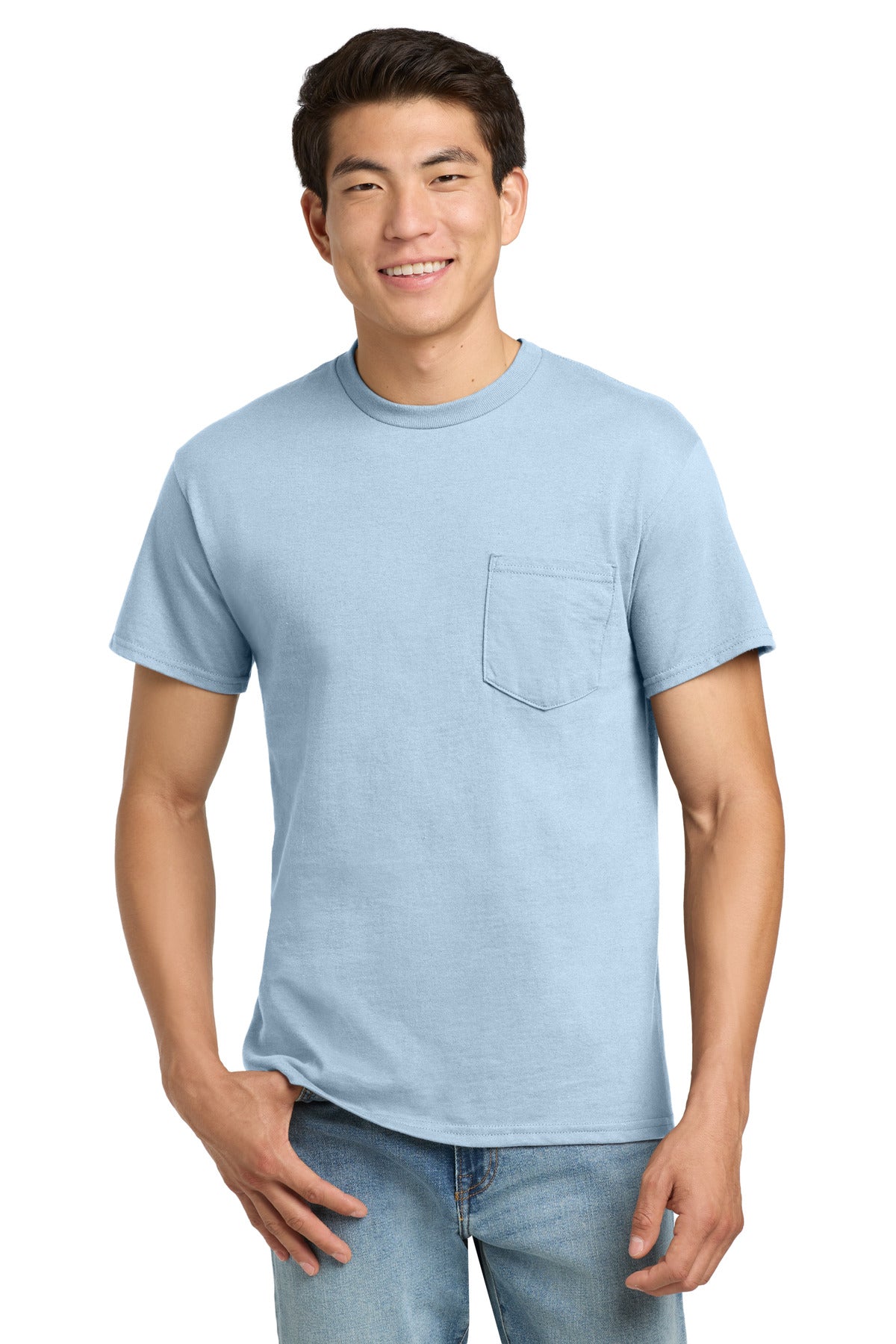 Gildan - Ultra Cotton 100% US Cotton T-Shirt with Pocket.  2300 - Light Blue