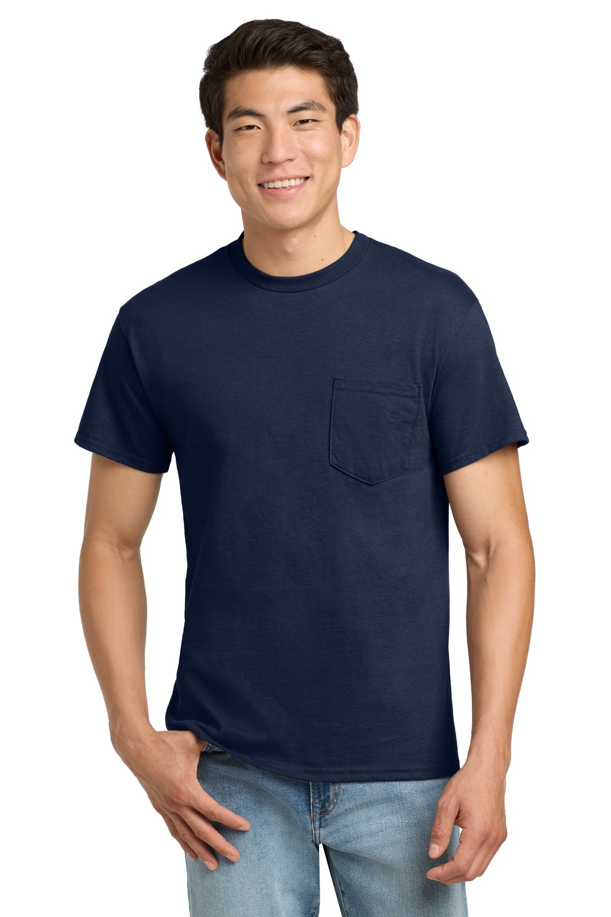 Gildan - Ultra Cotton 100% US Cotton T-Shirt with Pocket.  2300 - Navy