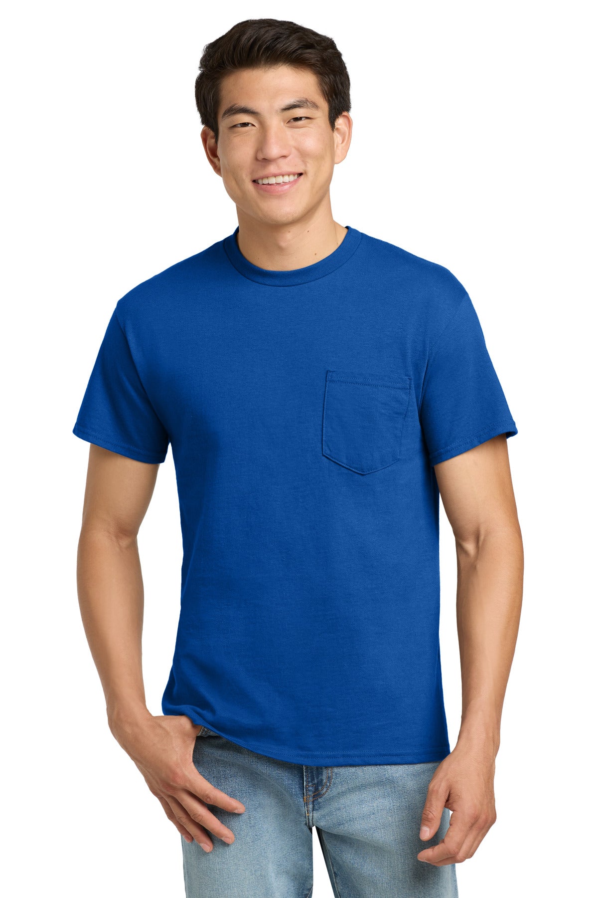 Gildan - Ultra Cotton 100% US Cotton T-Shirt with Pocket.  2300 - Royal