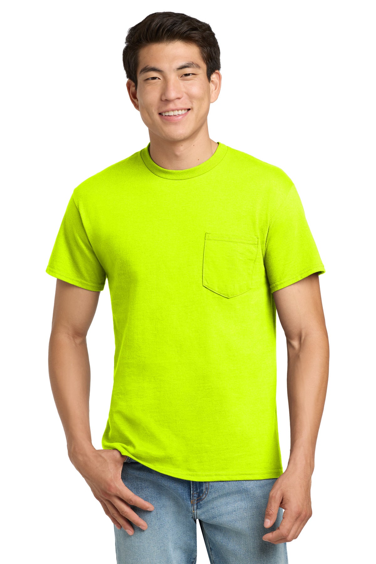 Gildan - Ultra Cotton 100% US Cotton T-Shirt with Pocket.  2300 - Safety Green