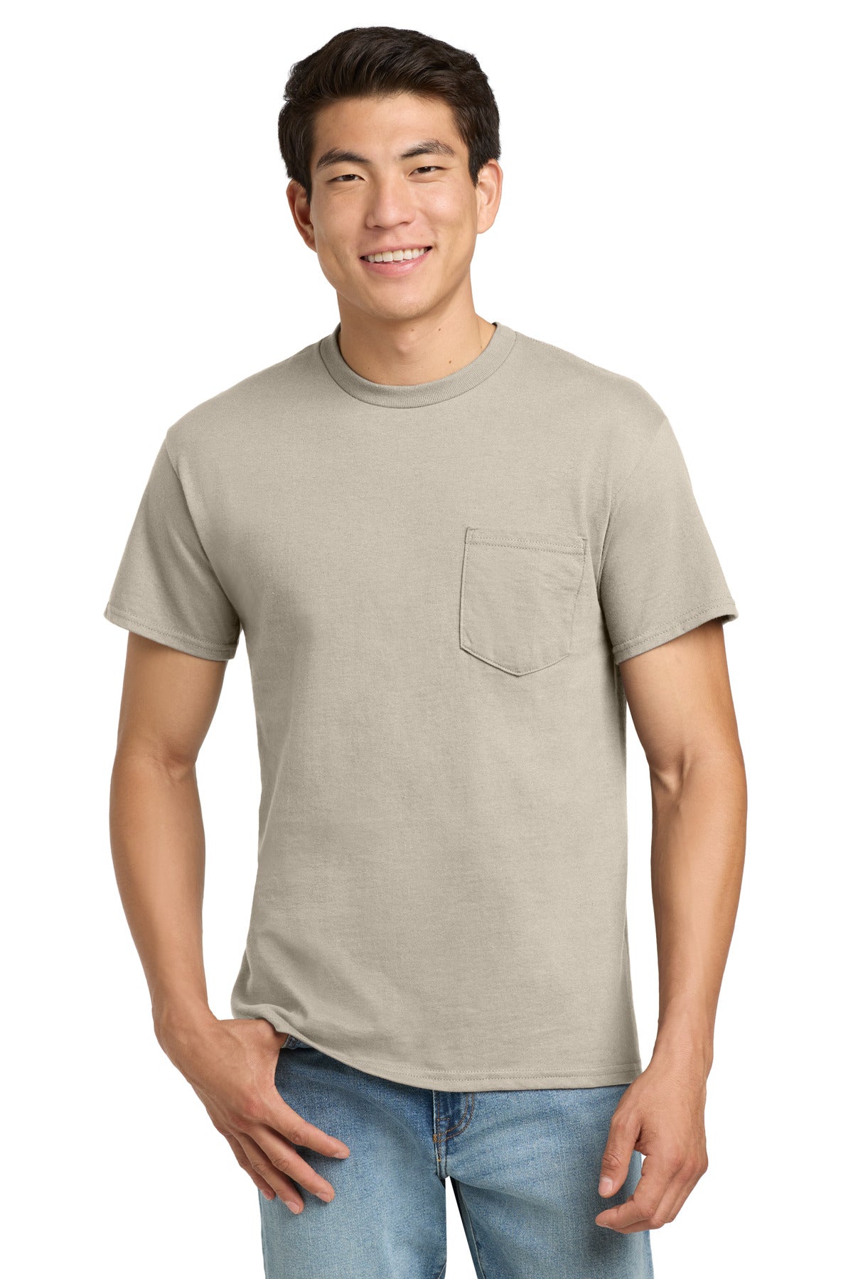 Gildan - Ultra Cotton 100% US Cotton T-Shirt with Pocket.  2300 - Sand