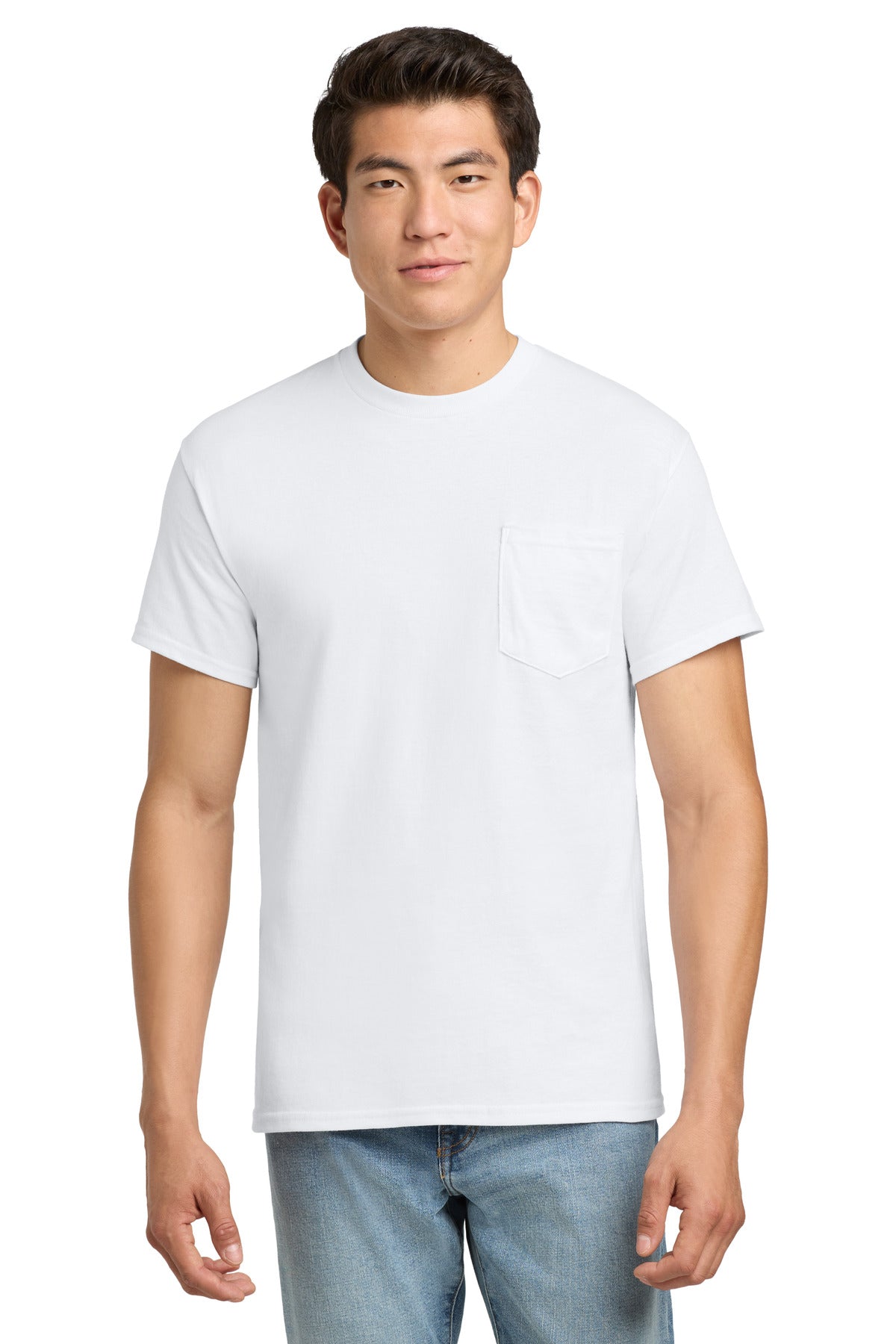 Gildan - Ultra Cotton 100% US Cotton T-Shirt with Pocket.  2300 - White