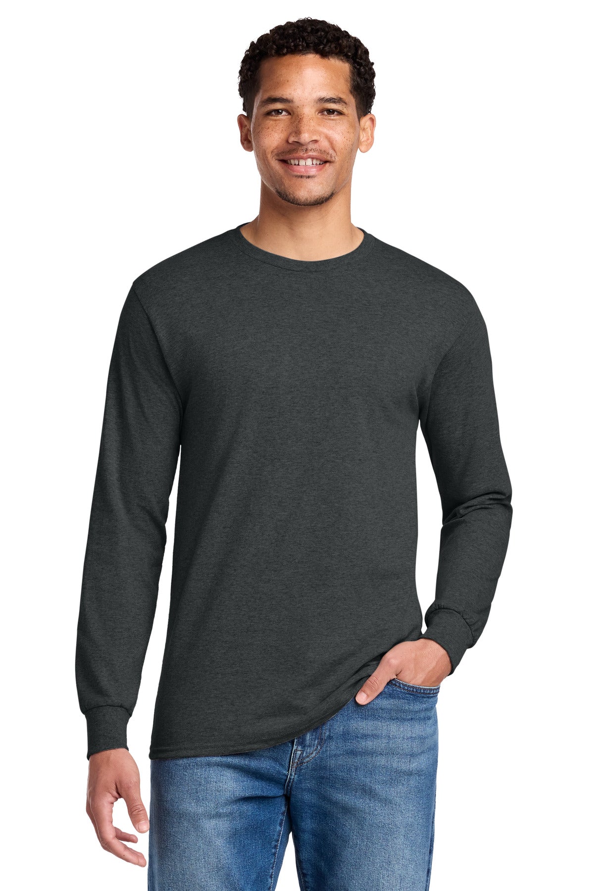 Jerzees - Dri-Power 50/50 Cotton/Poly Long Sleeve T-Shirt.  29LS - Black Heather