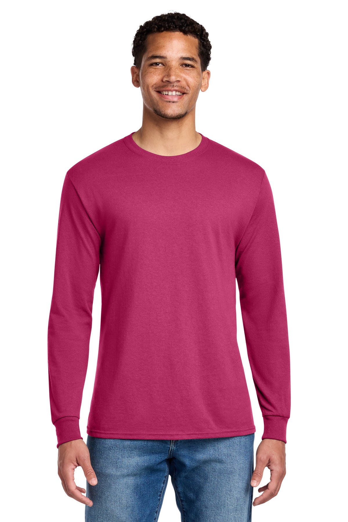 Jerzees - Dri-Power 50/50 Cotton/Poly Long Sleeve T-Shirt.  29LS - Cyber Pink