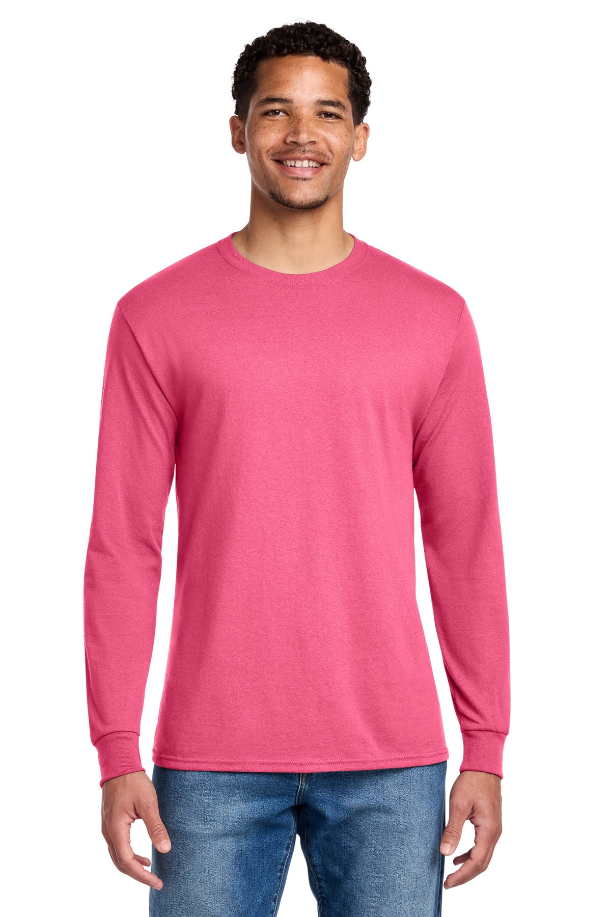 Jerzees - Dri-Power 50/50 Cotton/Poly Long Sleeve T-Shirt.  29LS - Neon Pink