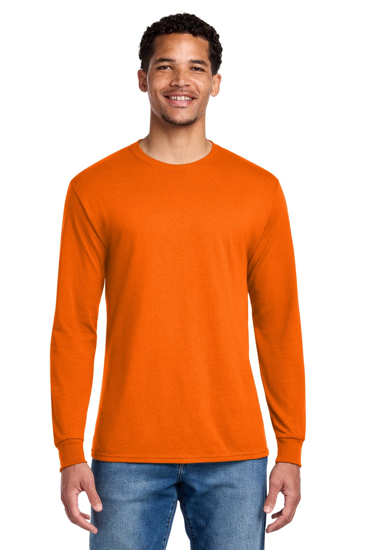 Jerzees - Dri-Power 50/50 Cotton/Poly Long Sleeve T-Shirt.  29LS - Safety Orange