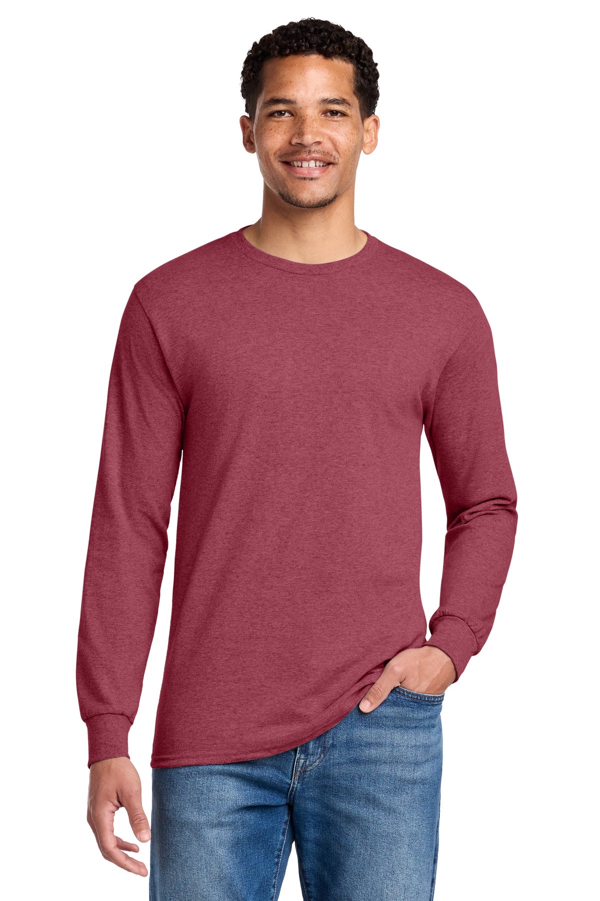 Jerzees - Dri-Power 50/50 Cotton/Poly Long Sleeve T-Shirt.  29LS - Vintage Heather Red