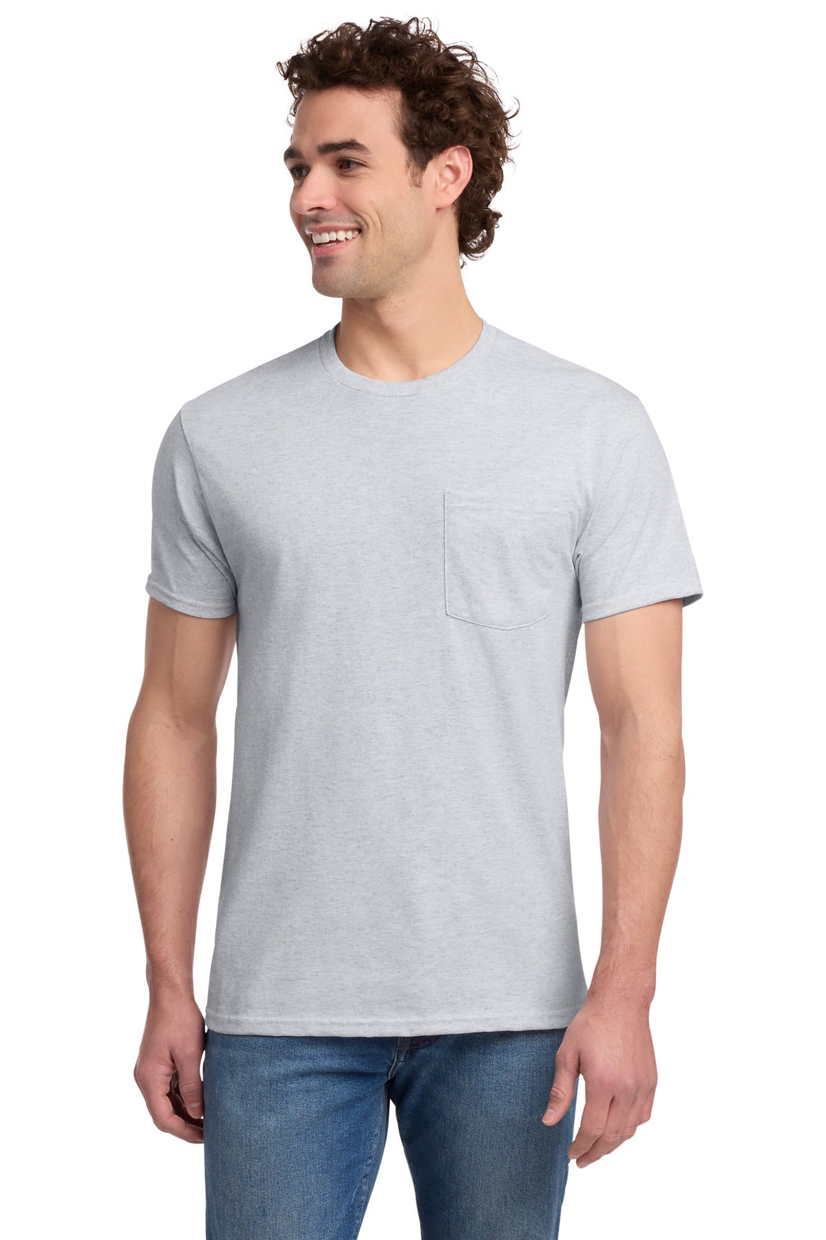 Jerzees -  Dri-Power 50/50 Cotton/Poly Pocket T-Shirt.  29MP - Ash
