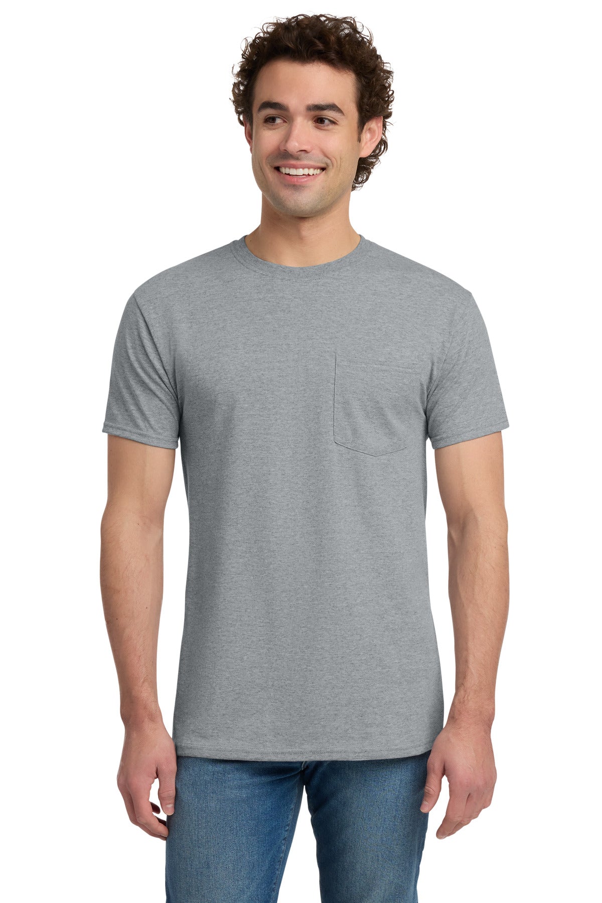 Jerzees -  Dri-Power 50/50 Cotton/Poly Pocket T-Shirt.  29MP - Athletic Heather