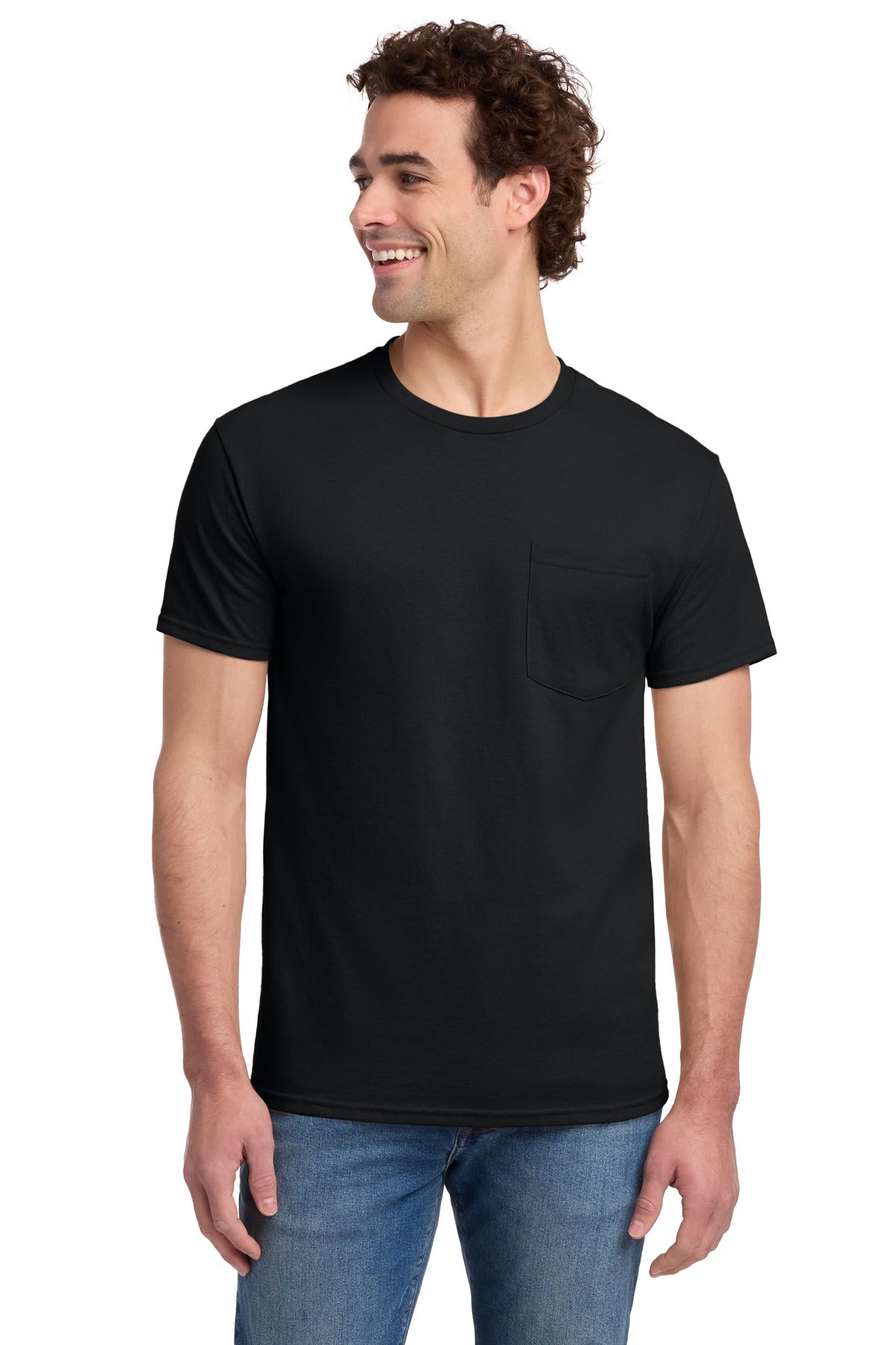 Jerzees -  Dri-Power 50/50 Cotton/Poly Pocket T-Shirt.  29MP - Black