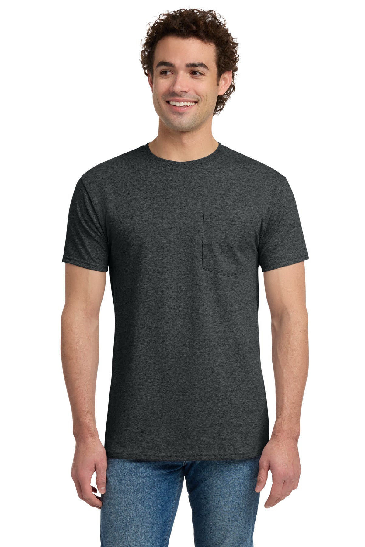 Jerzees -  Dri-Power 50/50 Cotton/Poly Pocket T-Shirt.  29MP - Black Heather