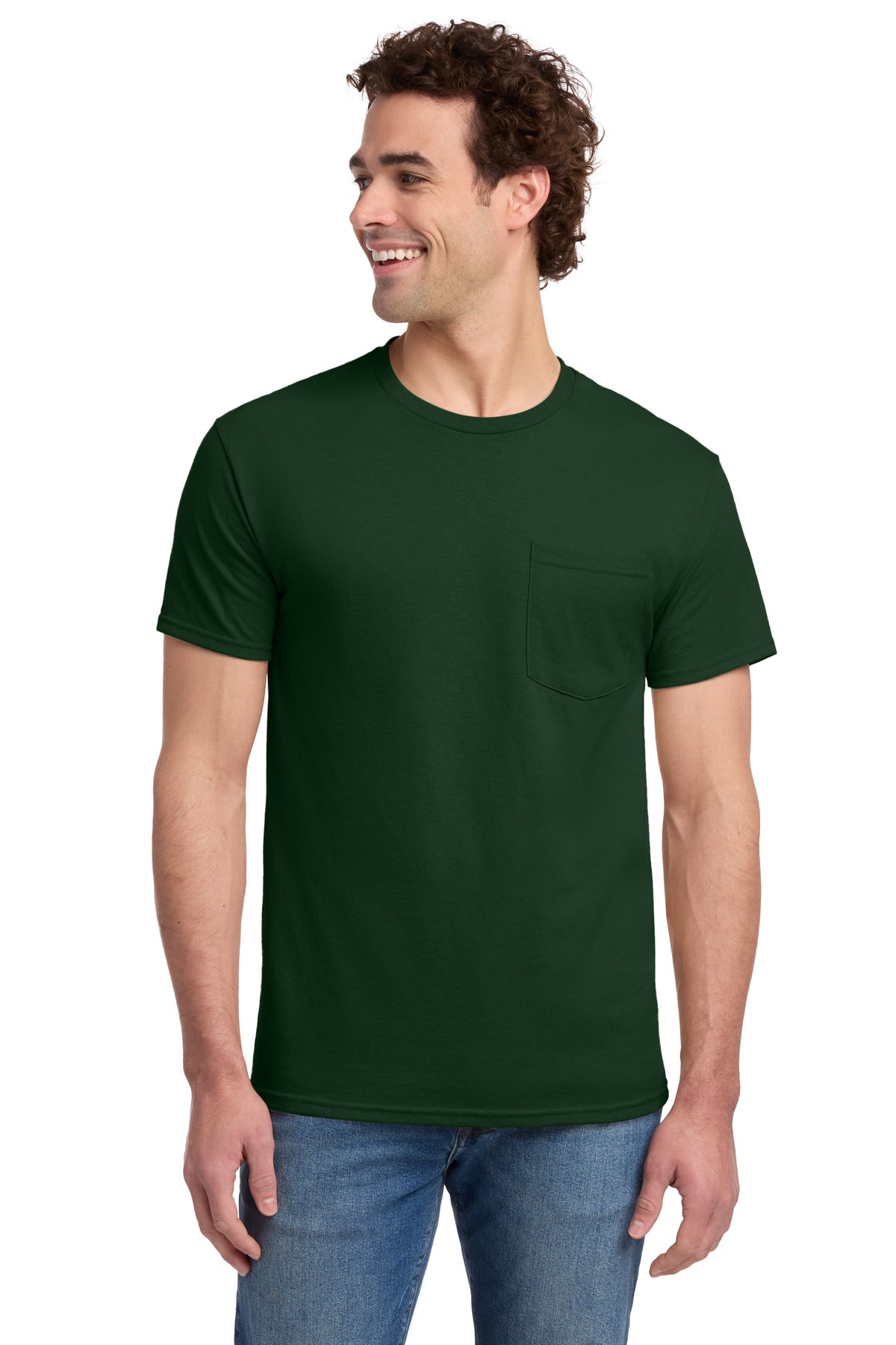 Jerzees -  Dri-Power 50/50 Cotton/Poly Pocket T-Shirt.  29MP - Forest Green