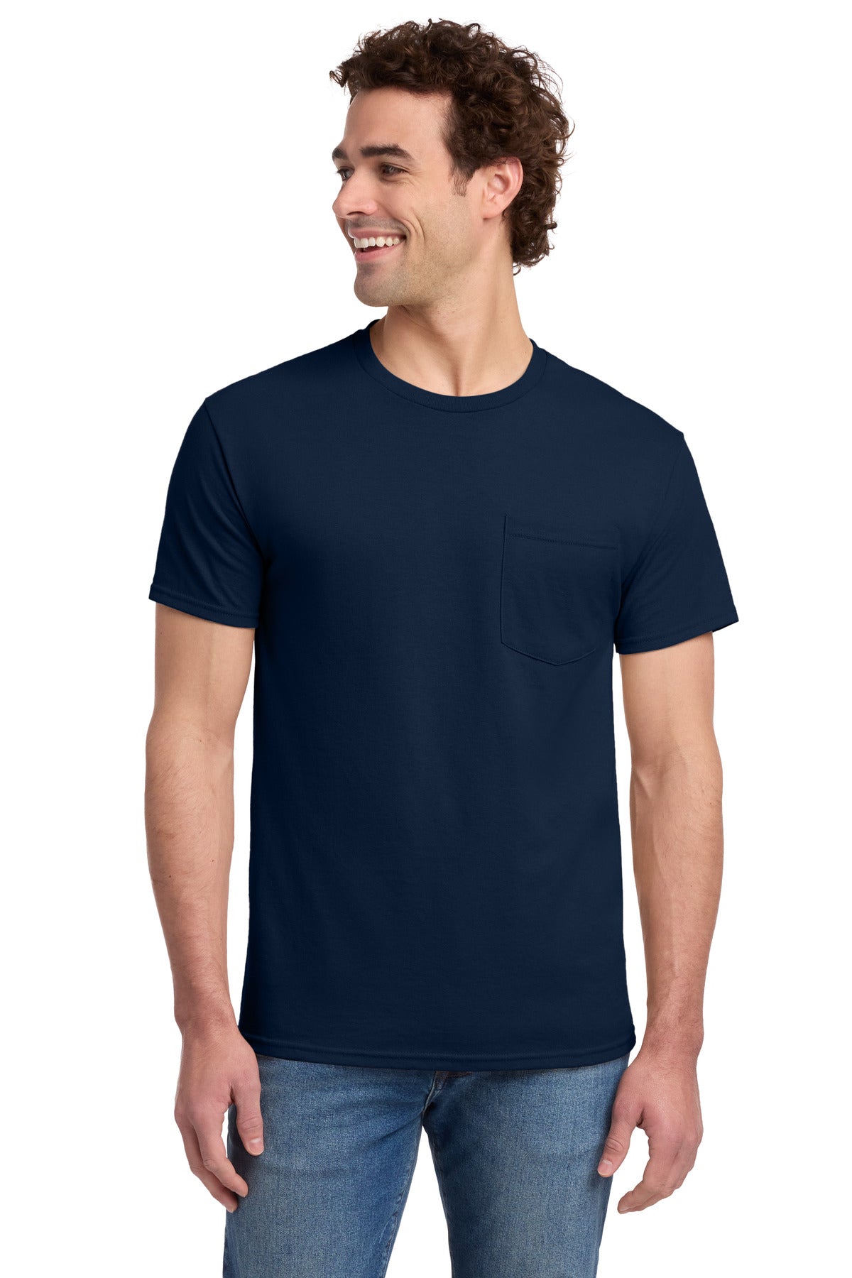 Jerzees -  Dri-Power 50/50 Cotton/Poly Pocket T-Shirt.  29MP - J. Navy